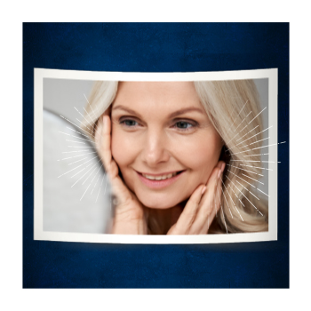 Image of person checking their face in a mirror