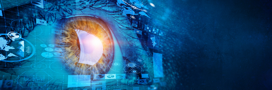 Image of a eye with technological images