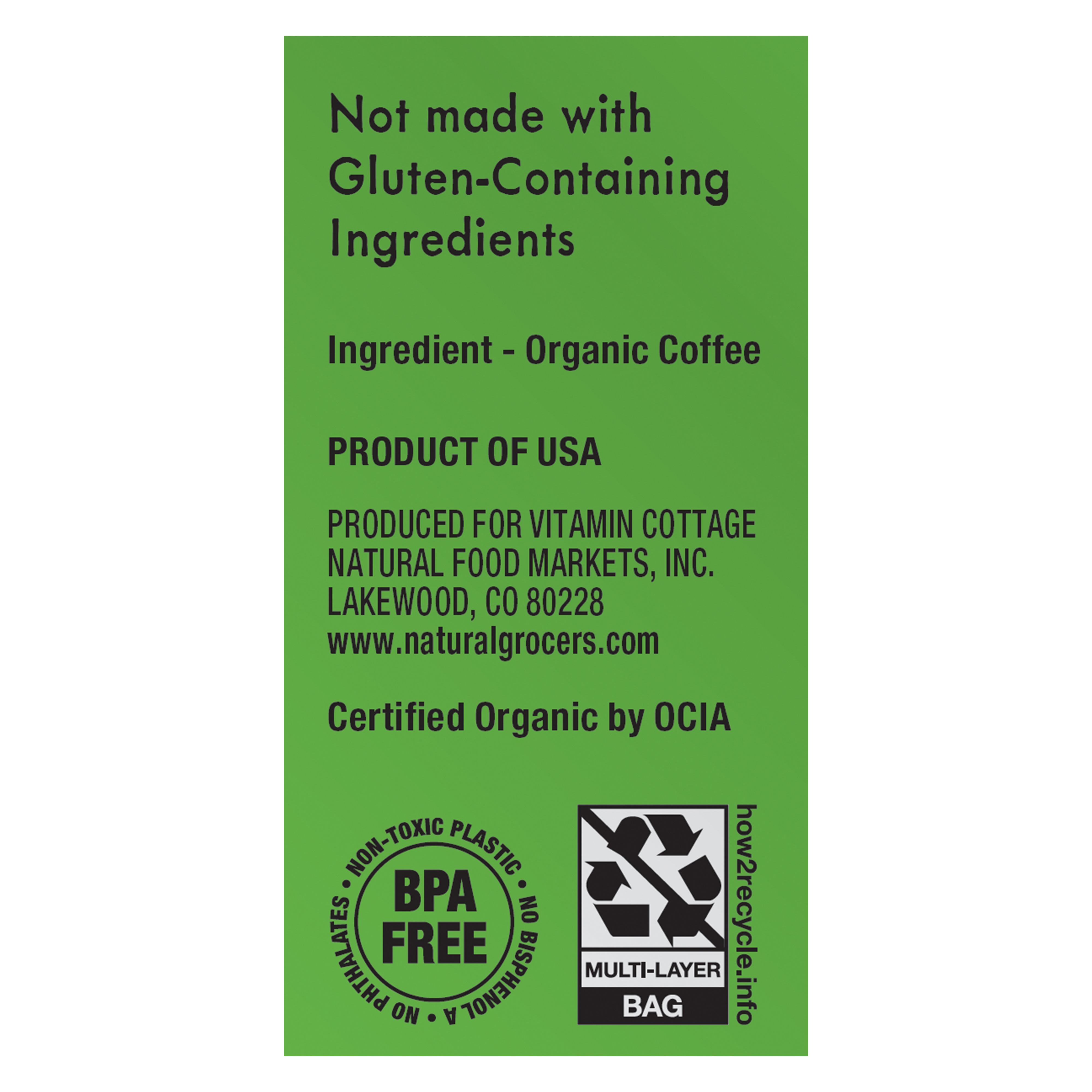 Natural Grocers Brand Organic Guatemala Coffee Whole Bean 10 Oz Ingredients