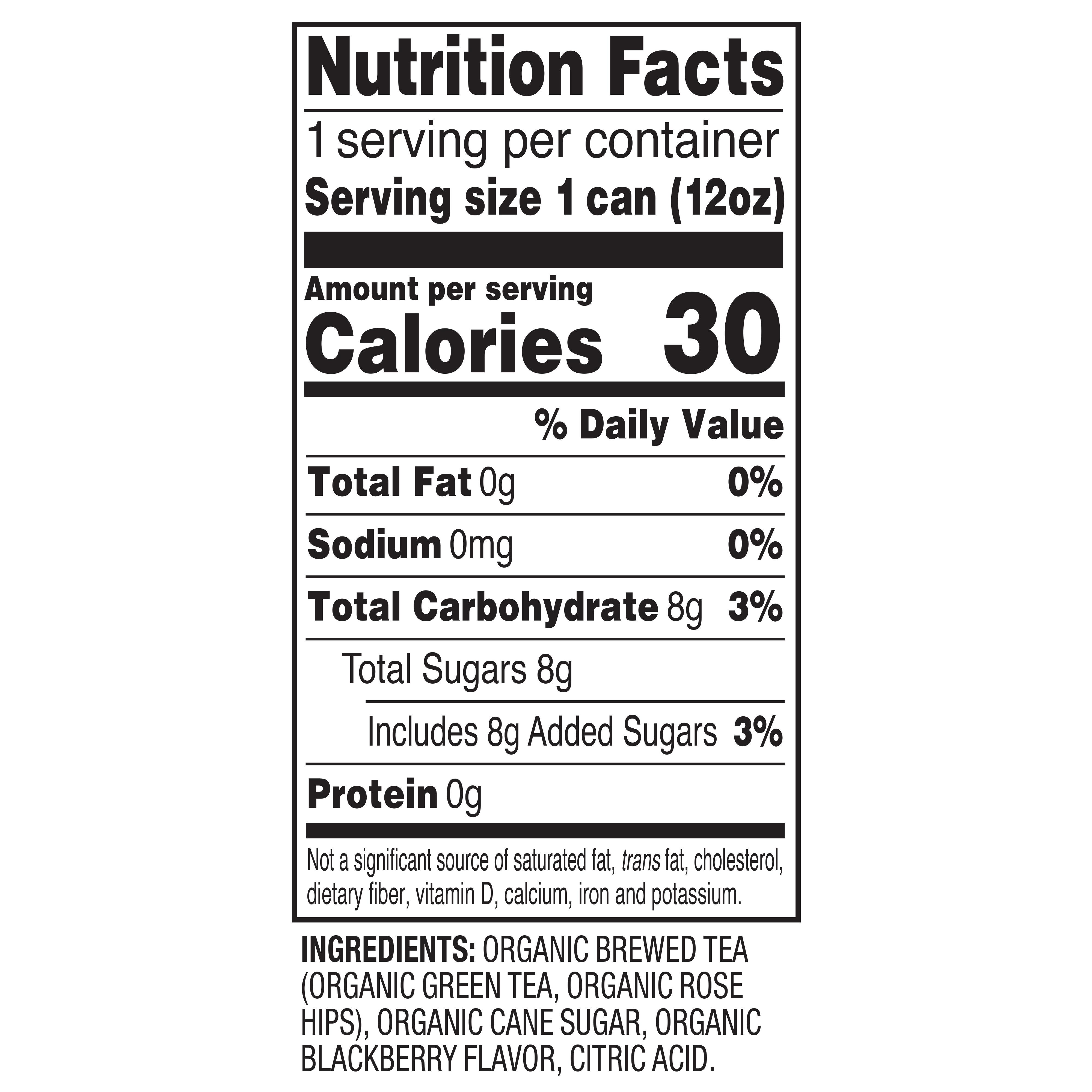 Natural Grocers Brand Organic Sparkling Blackberry Green Tea 12 OZ - Nutritional Facts and Ingredients