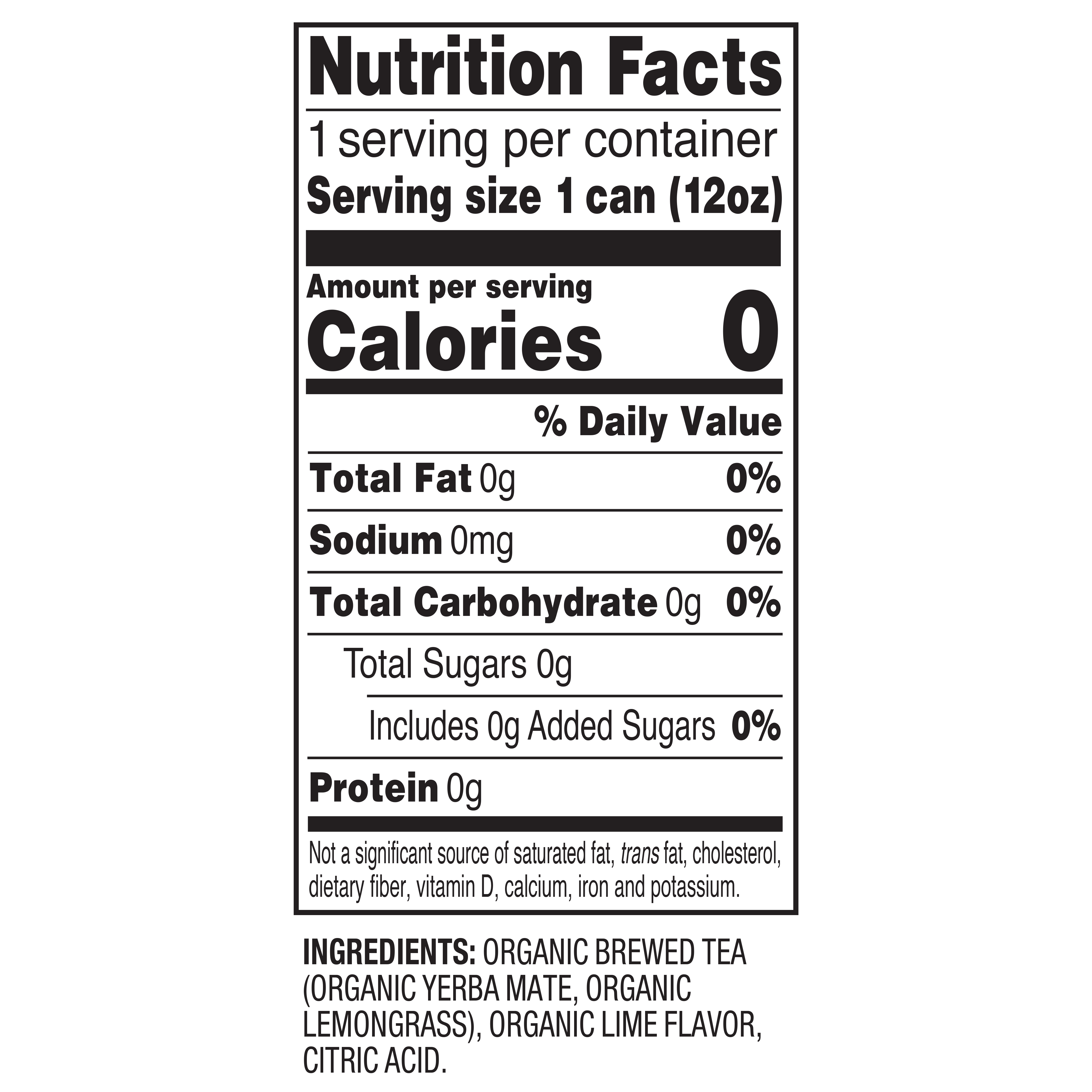 Natural Grocers Brand Organic Sparkling Citrus Yerba Mate Tea (No Sugar Added) 12 OZ - Nutritional Facts and Ingredients