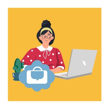 Illustration of person using a laptop computer