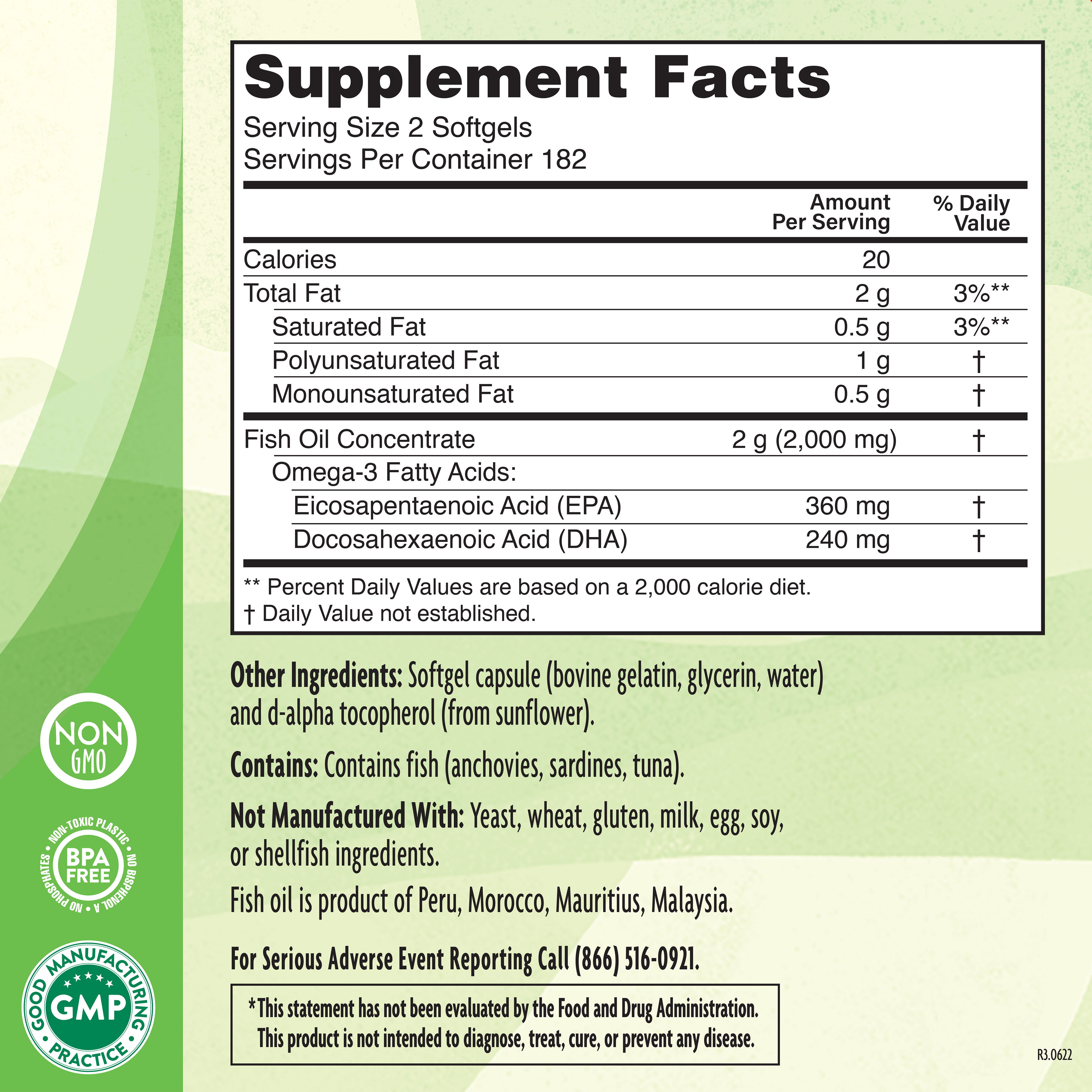 Omega 3 1000mg 365 Sg Supplement Facts