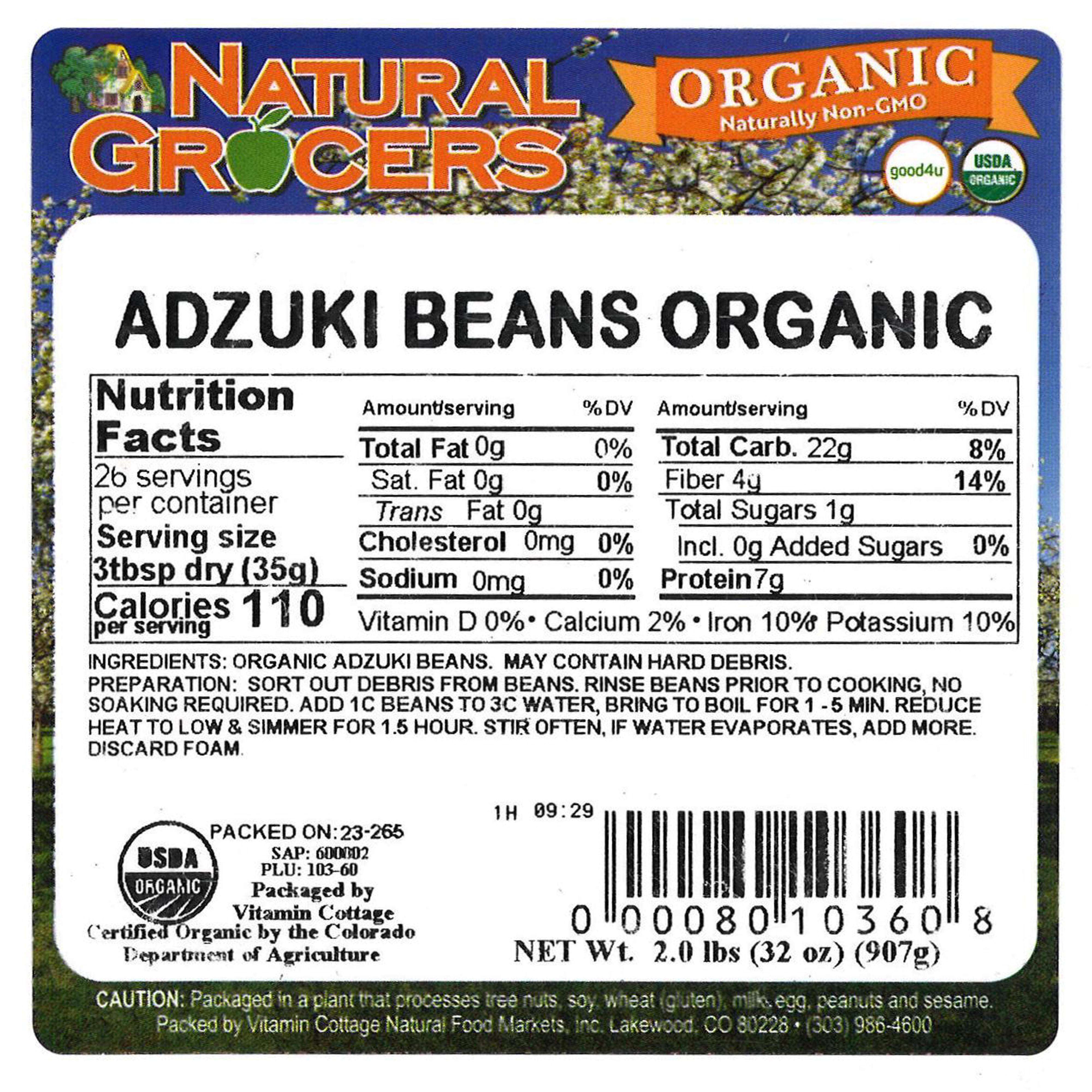 Beans Adzuki Org 2 Lb