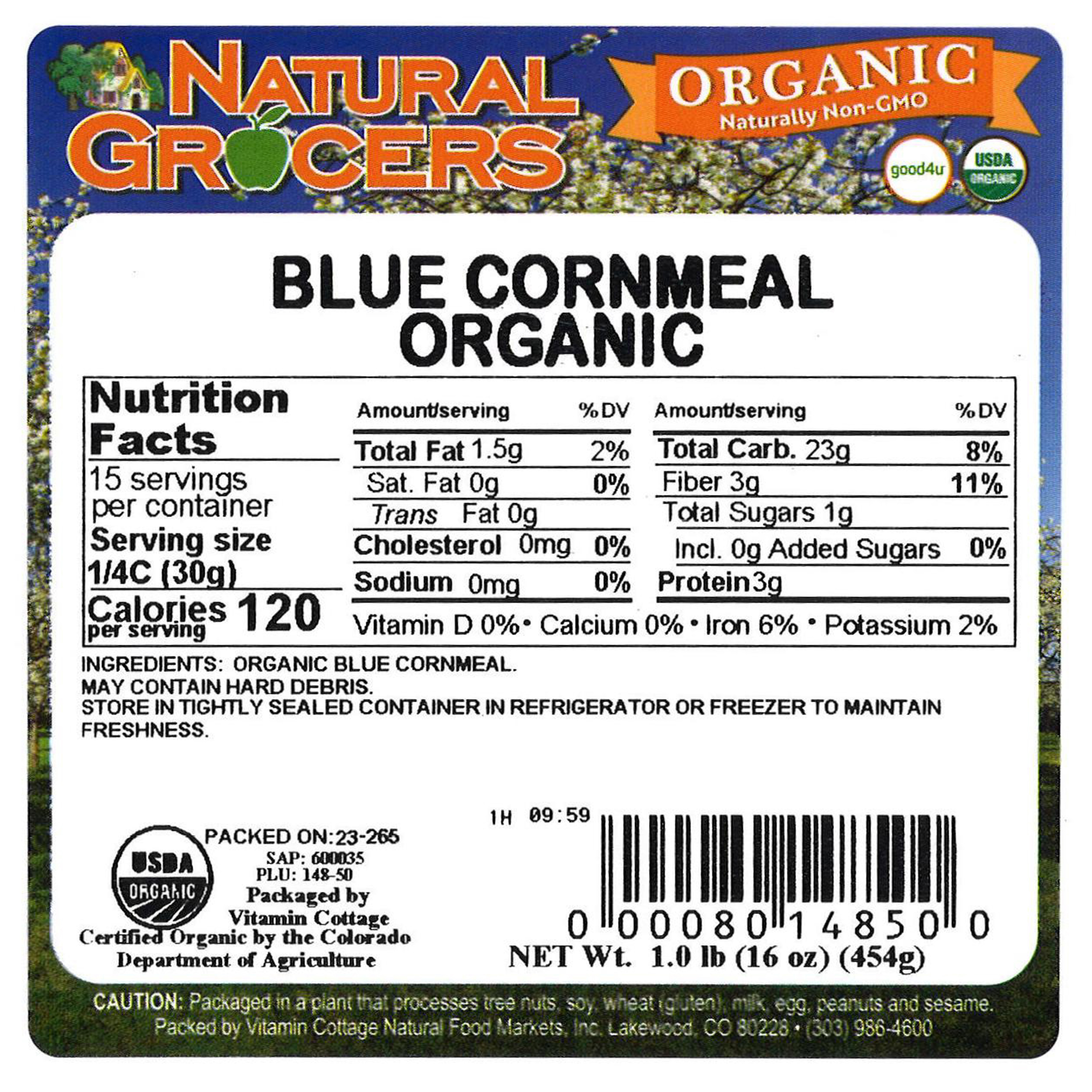 Cornmeal Blue Org 1 Lb