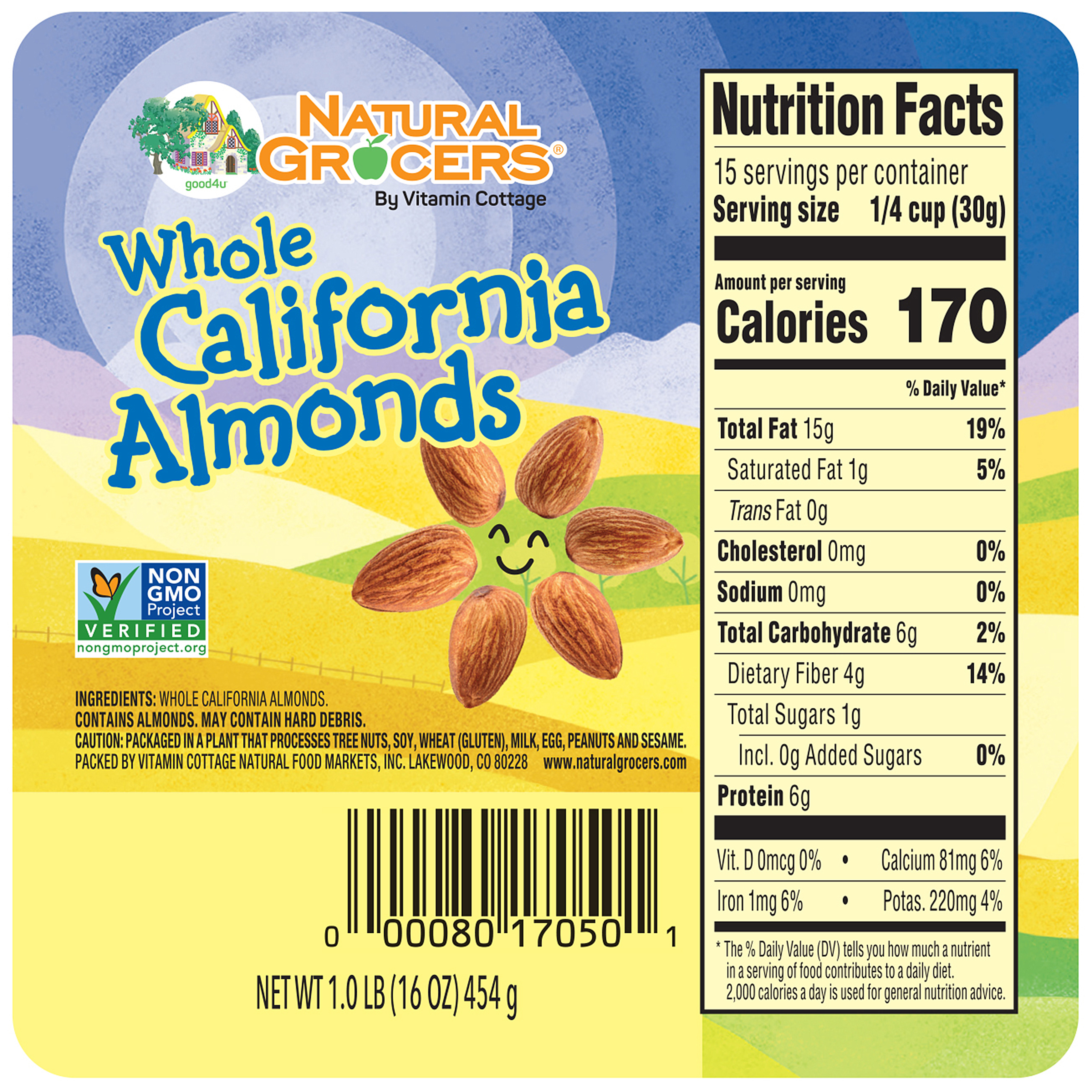Almonds Calif Natural Non-gmo 1 Lb