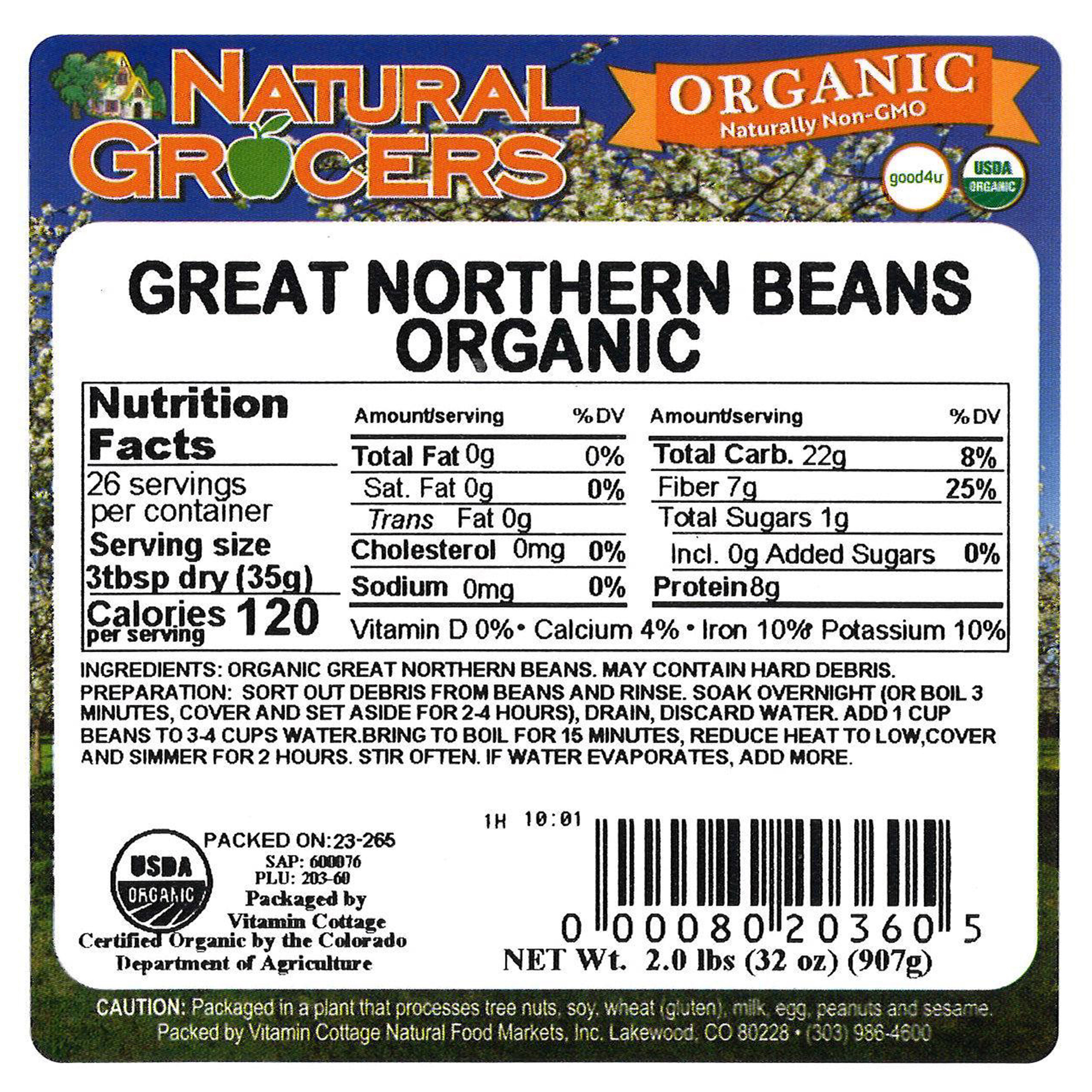 Beans Great Northern Org 2 Lb