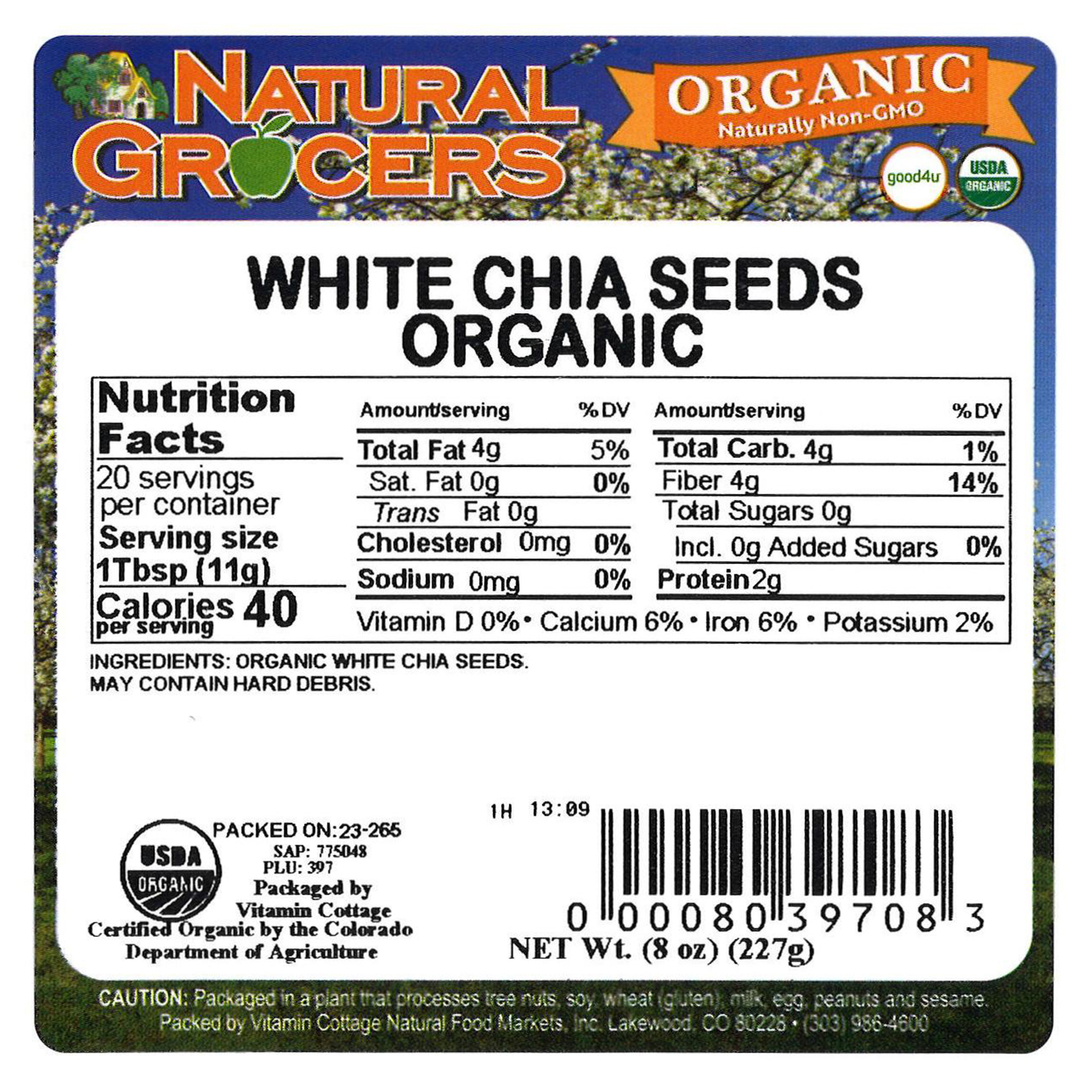 Seeds Chia White Org 8 Oz