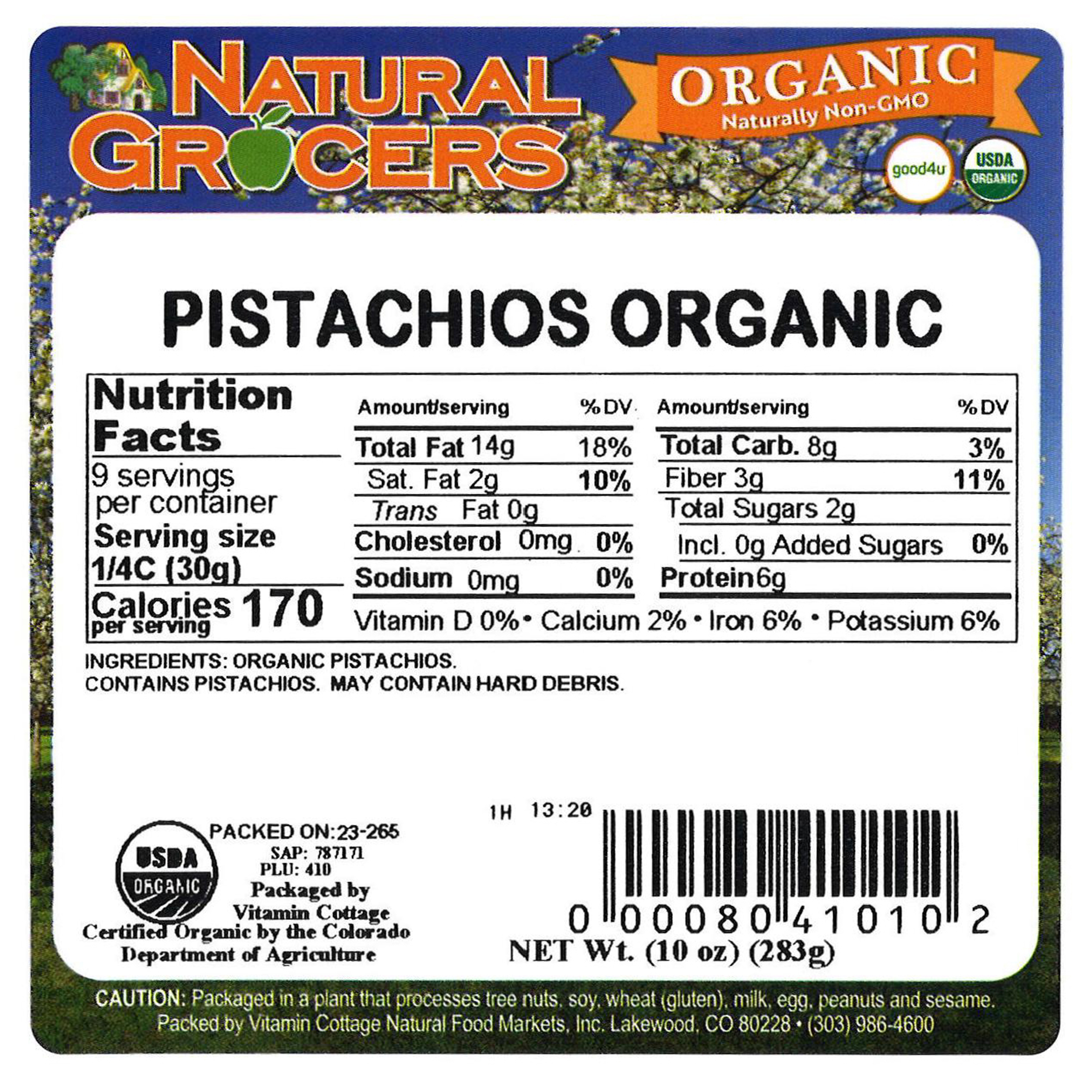 Pistachios Org 10 Oz