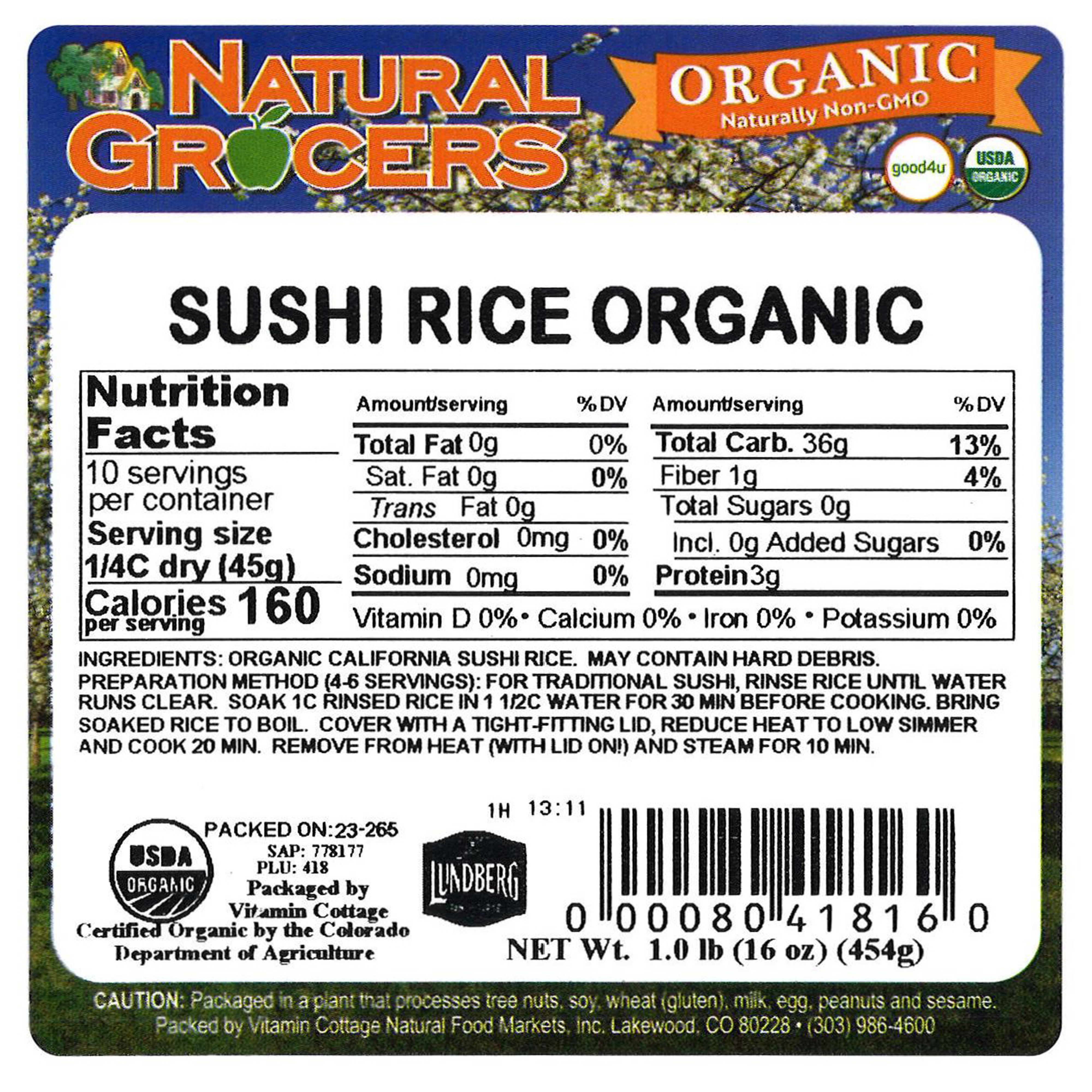 Rice Sushi Org 1 Lb
