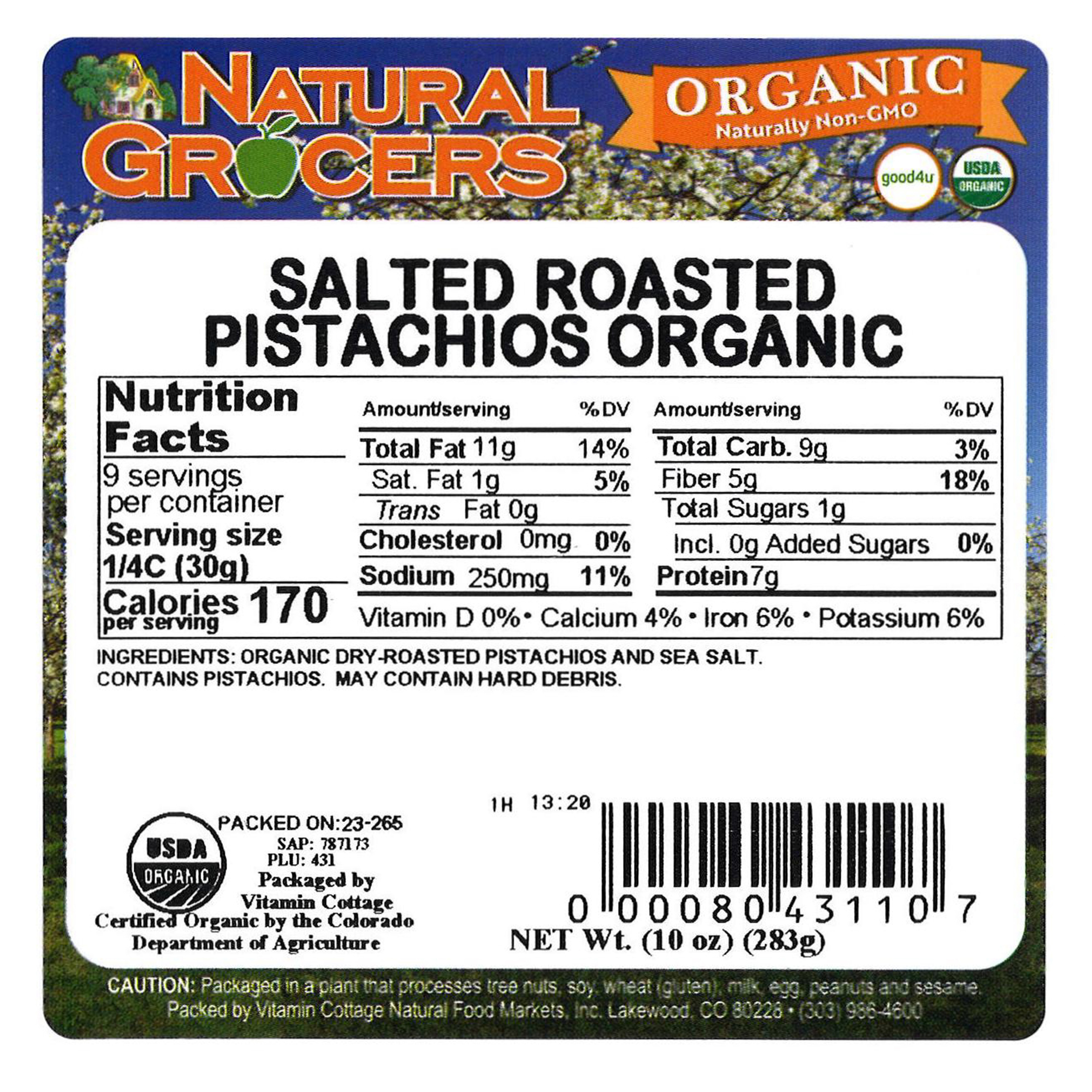 Pistachios R-s Org 10 Oz