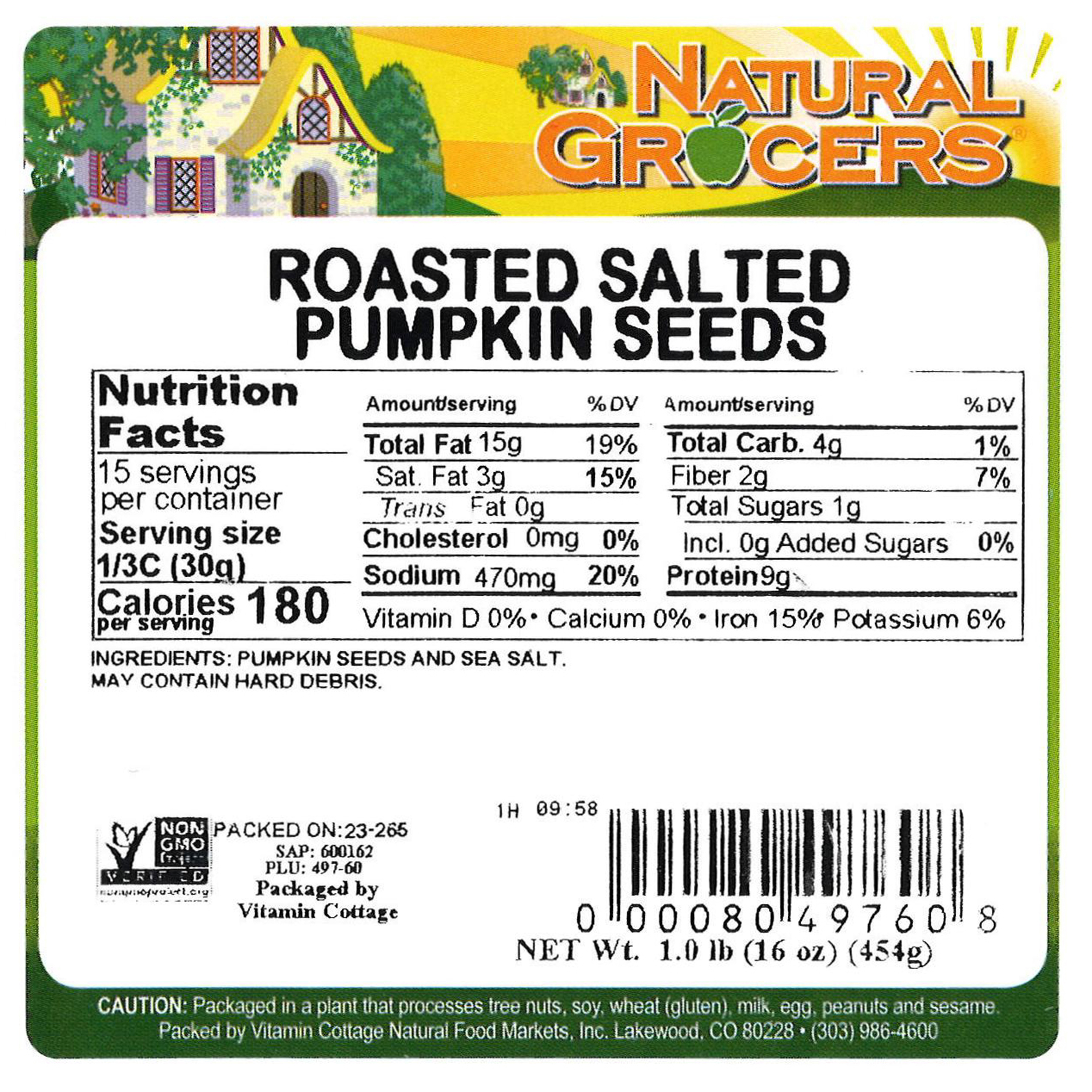 Seeds Pumpkn Rstd Salt Non-gmo 1 Lb