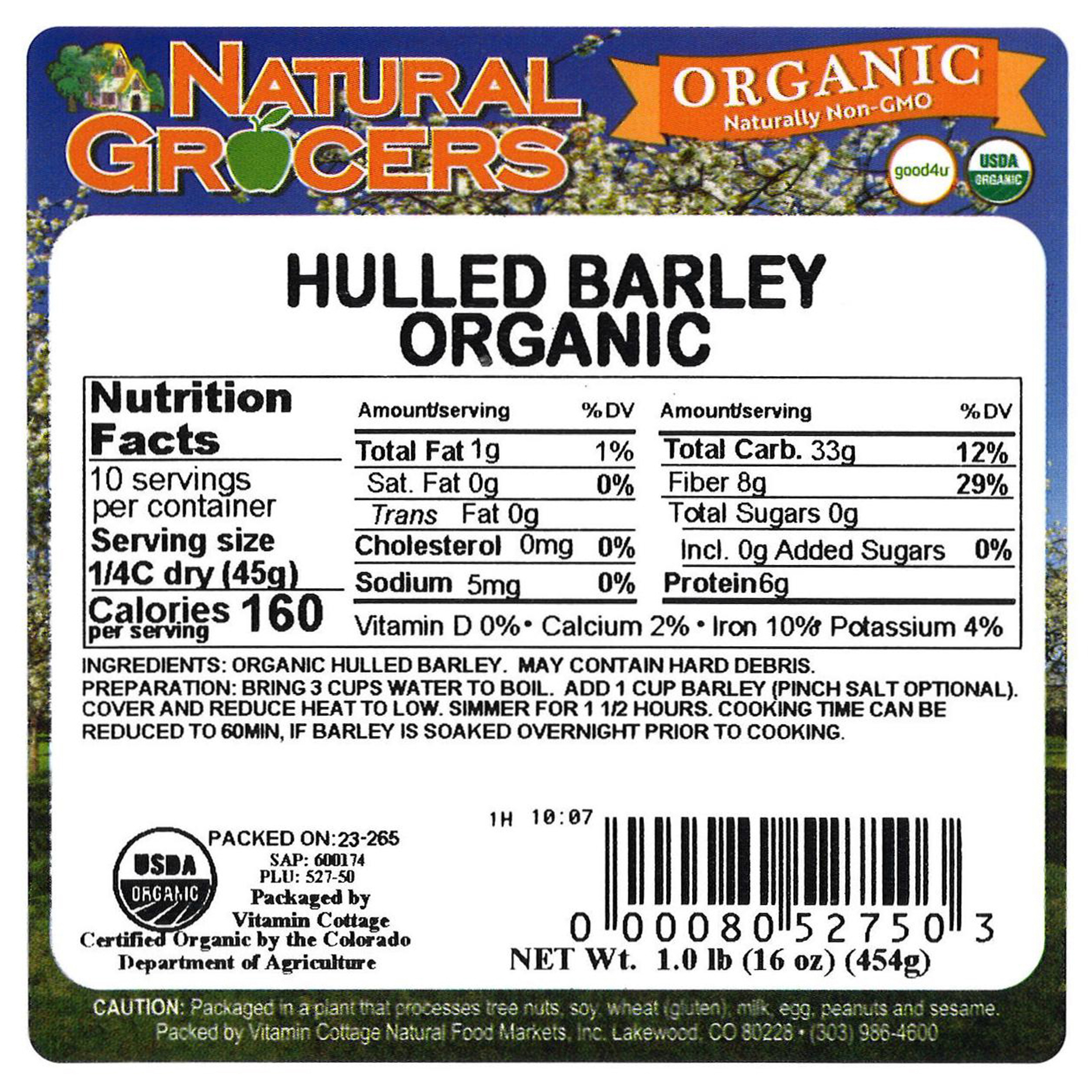 Barley Hulled Org 1 Lb