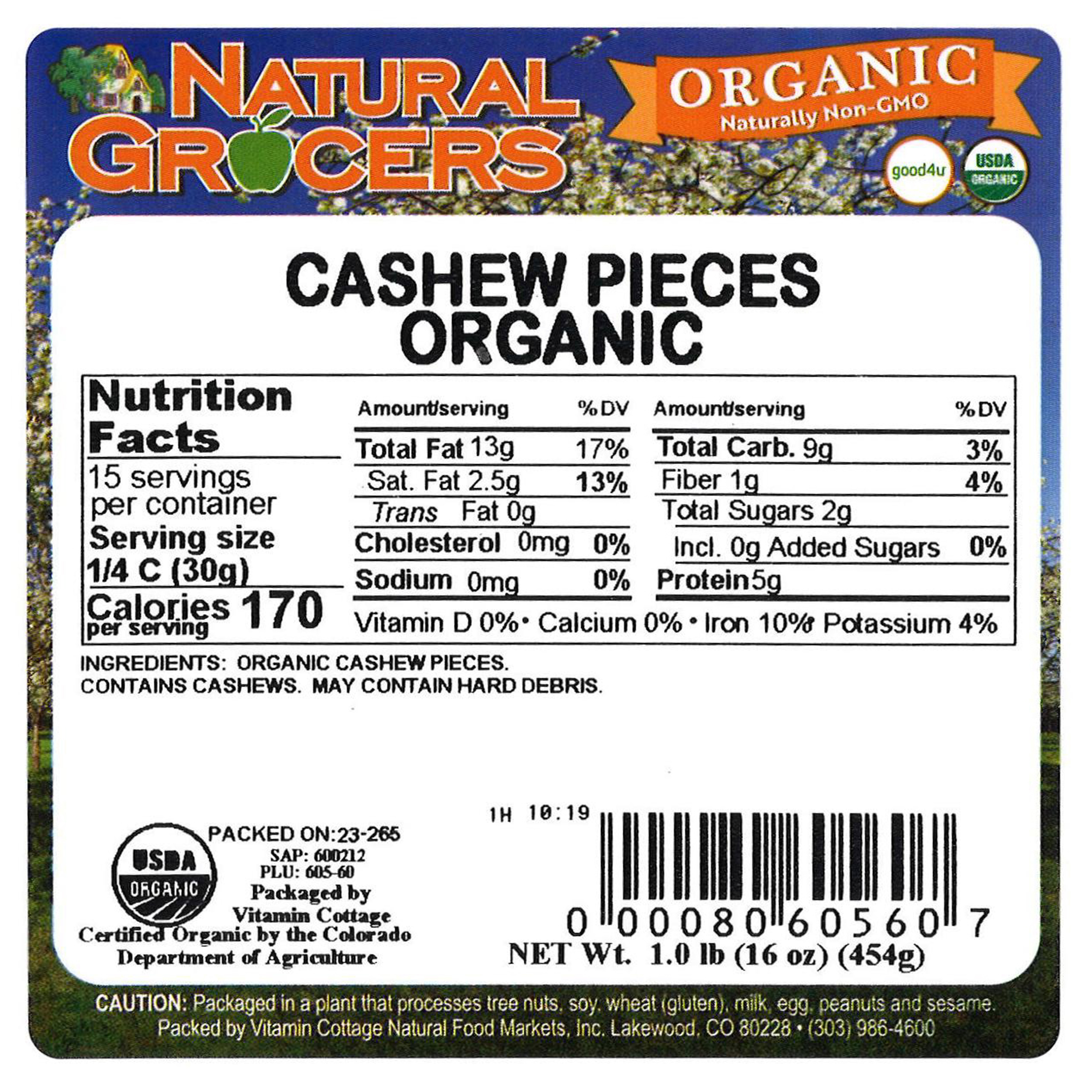 Cashew Pieces Org 1 Lb