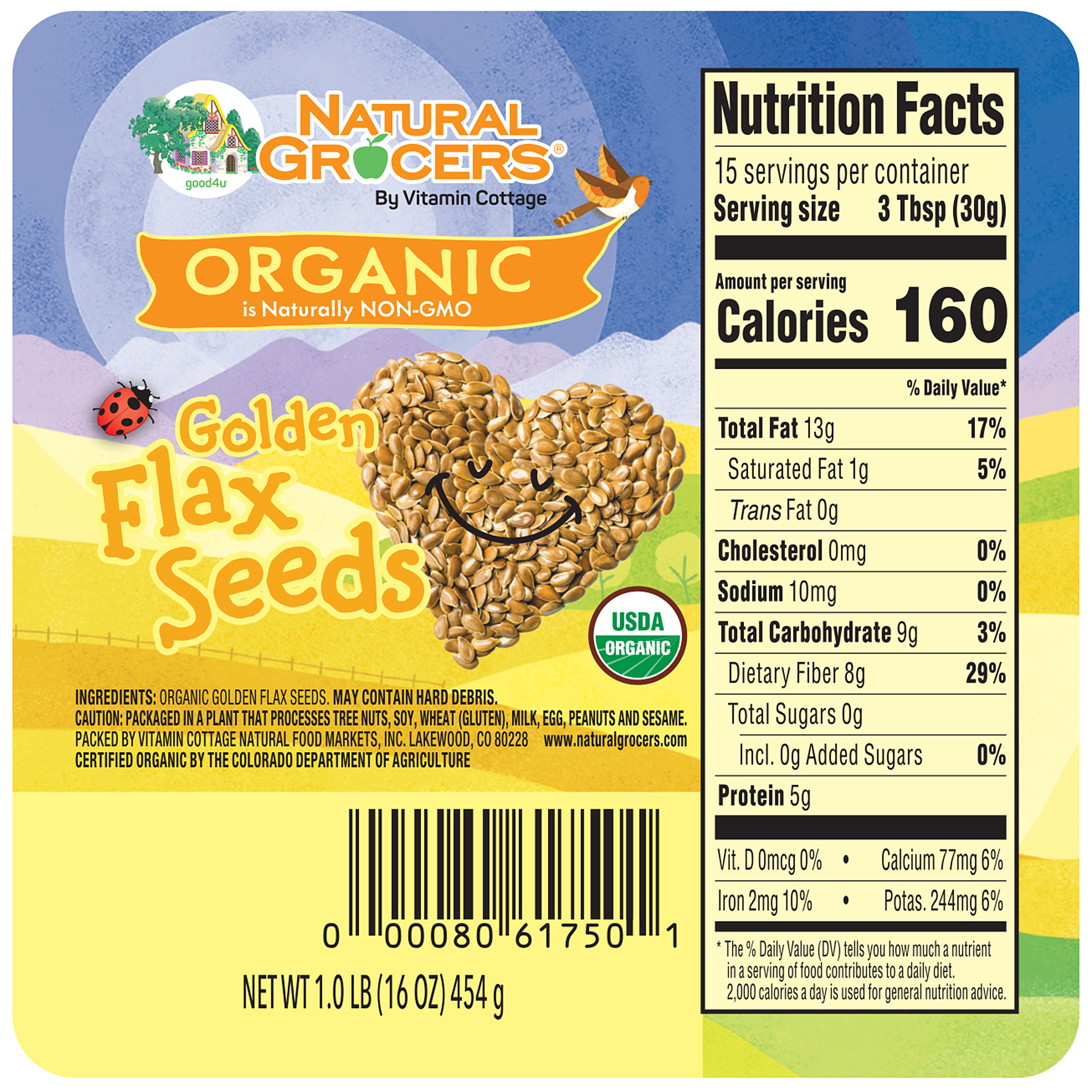 Seeds Flax Golden Org 1 Lb