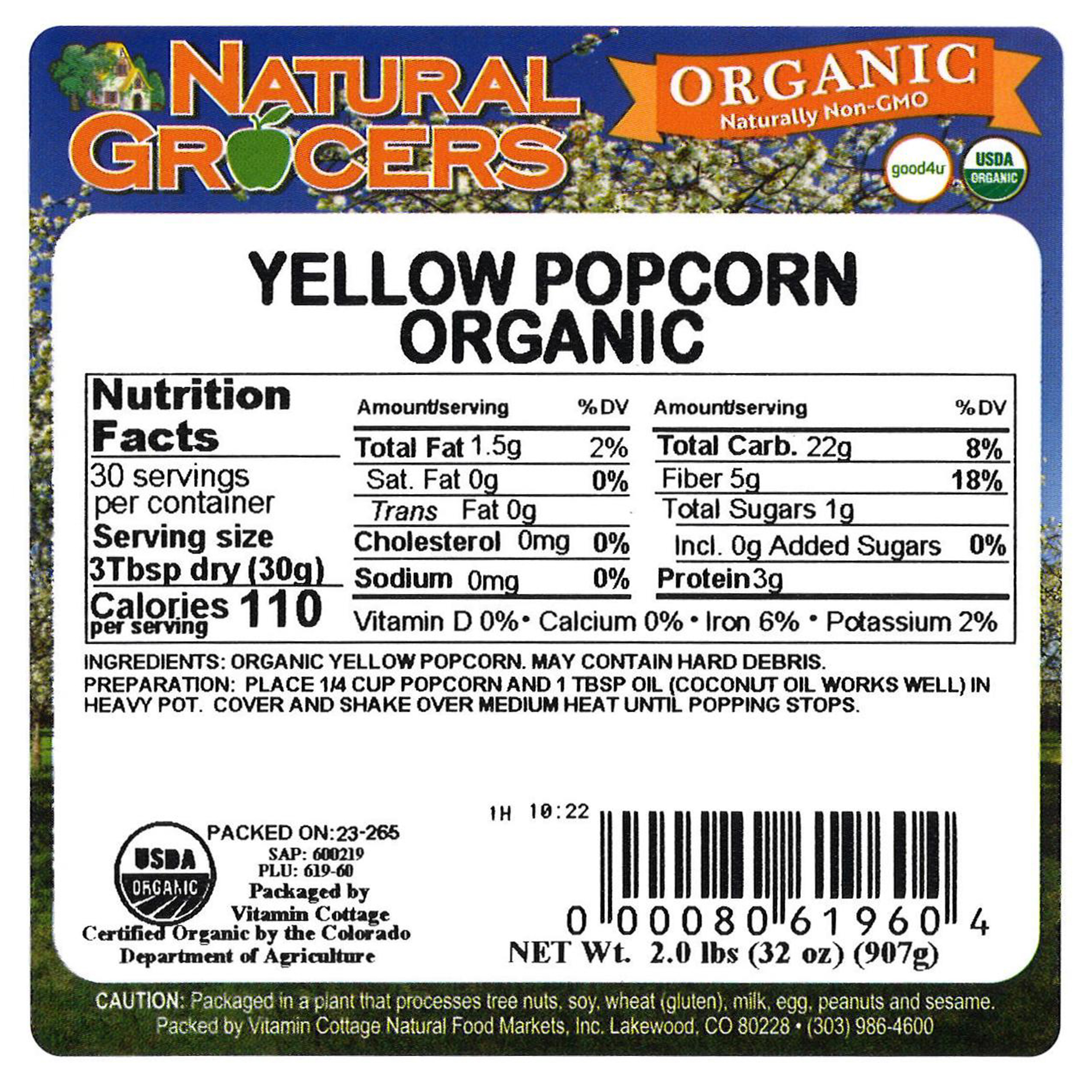 Popcorn Yellow Org 2 Lb