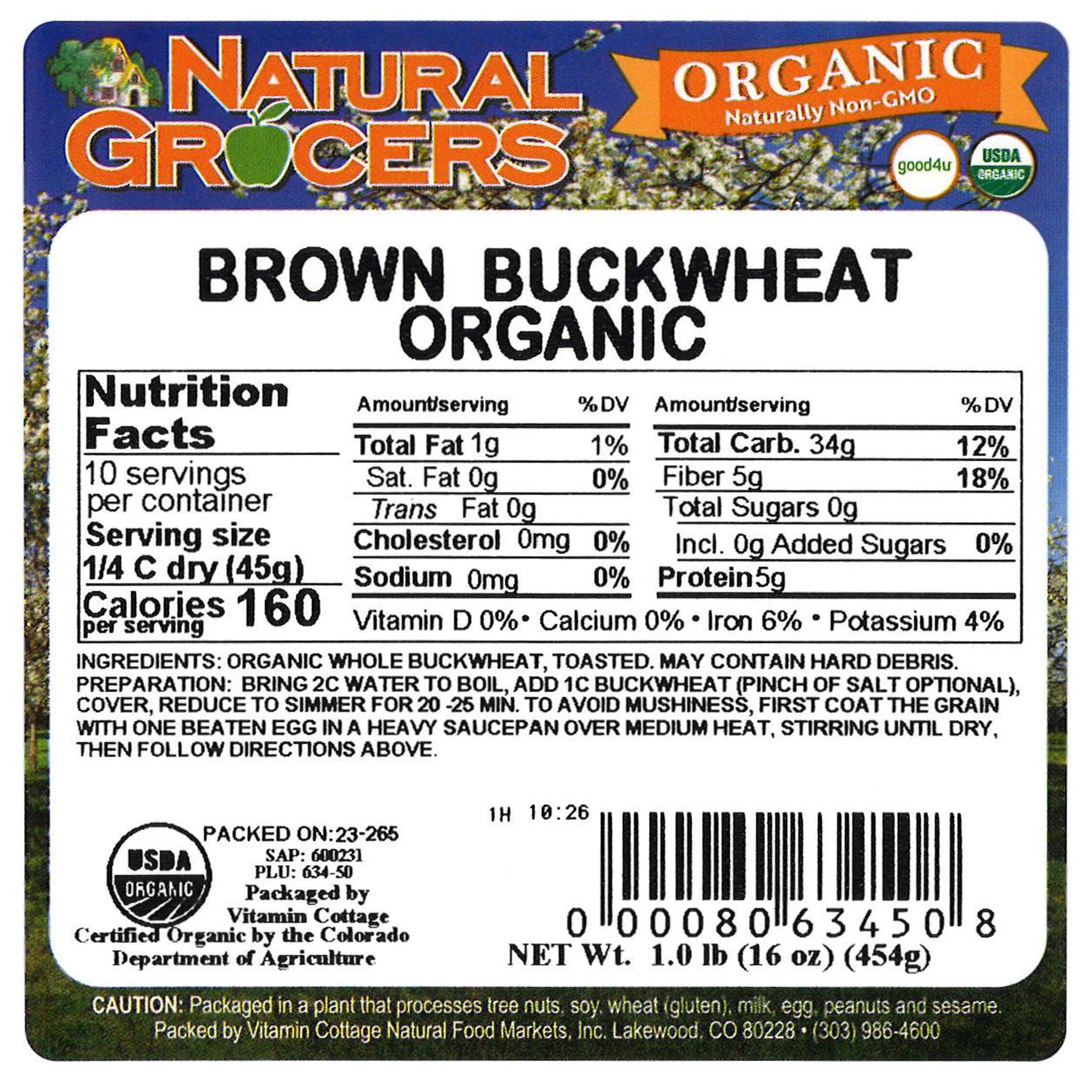 Buckwheat Brown Org 1 Lb