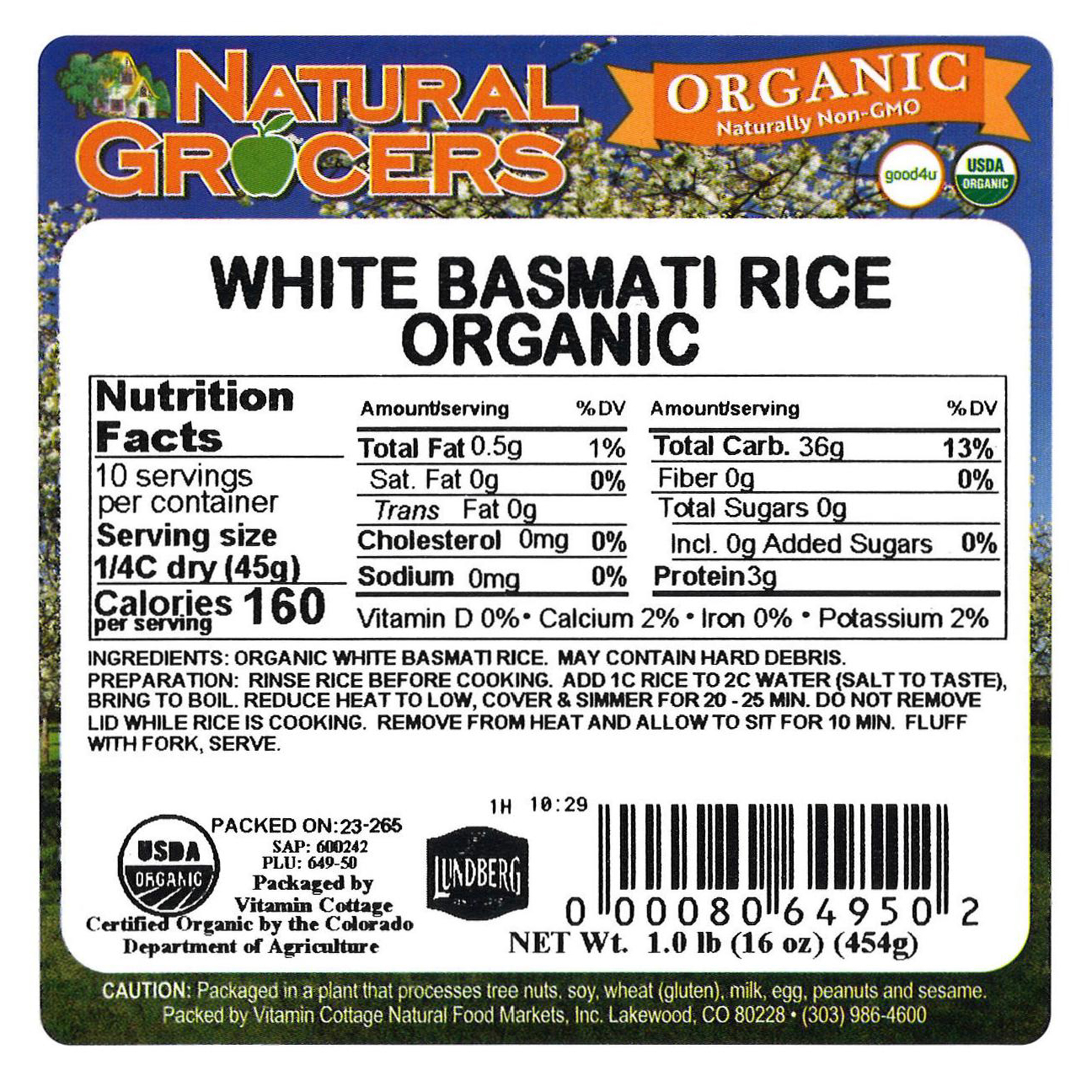 Rice Basmati White Org 1 Lb