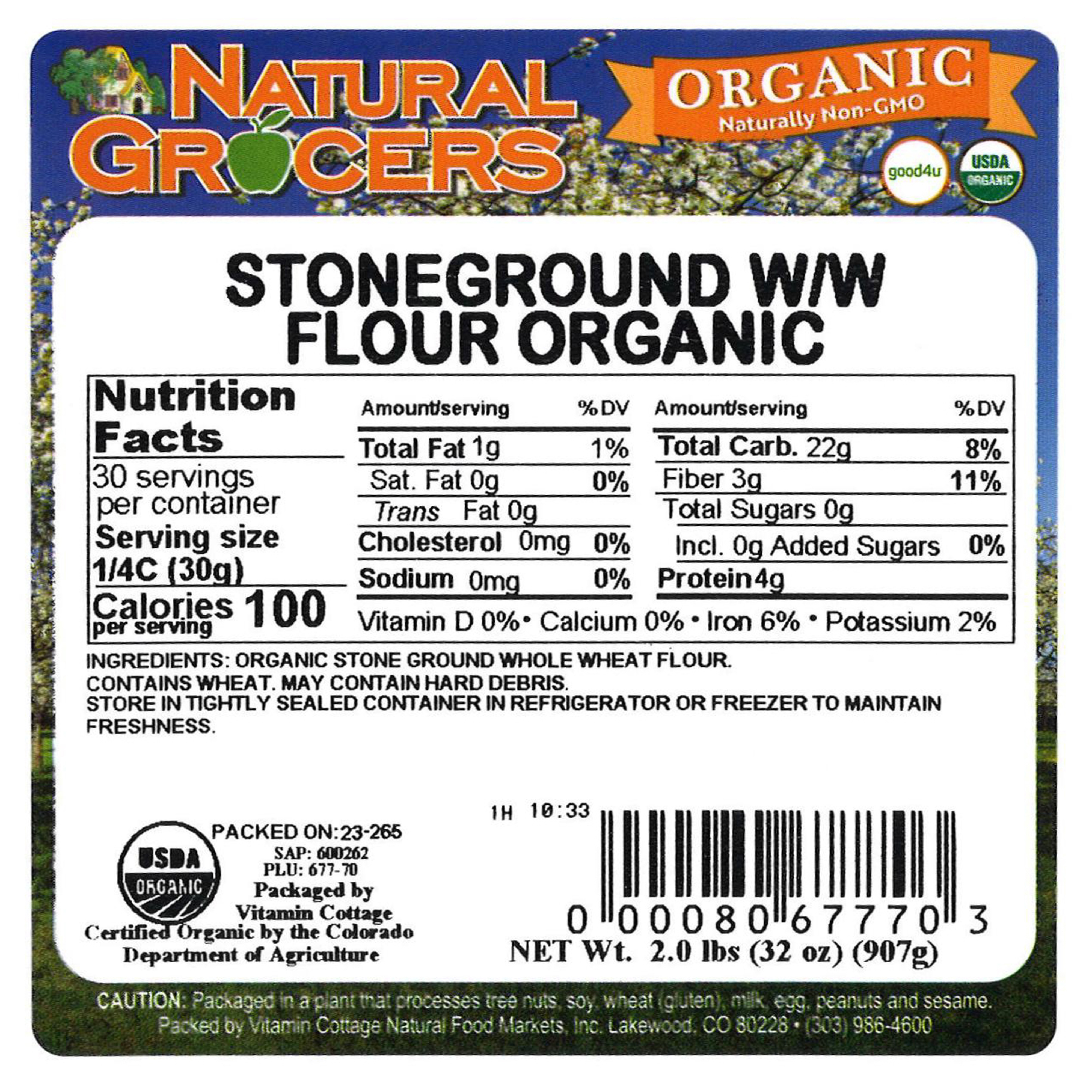 Flour Ww Stone-ground Org 2 Lb