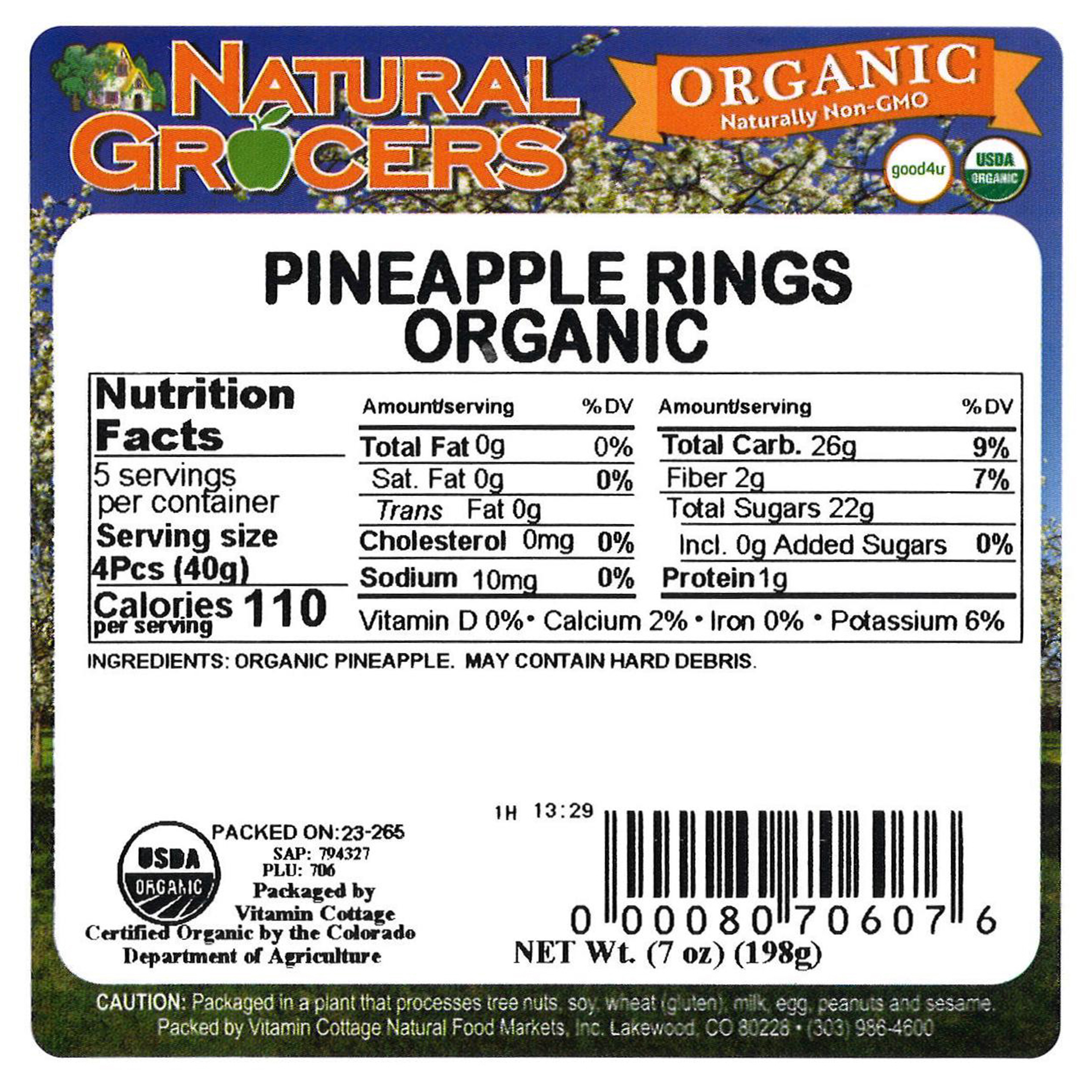 Pineapple Rings Org 7 Oz