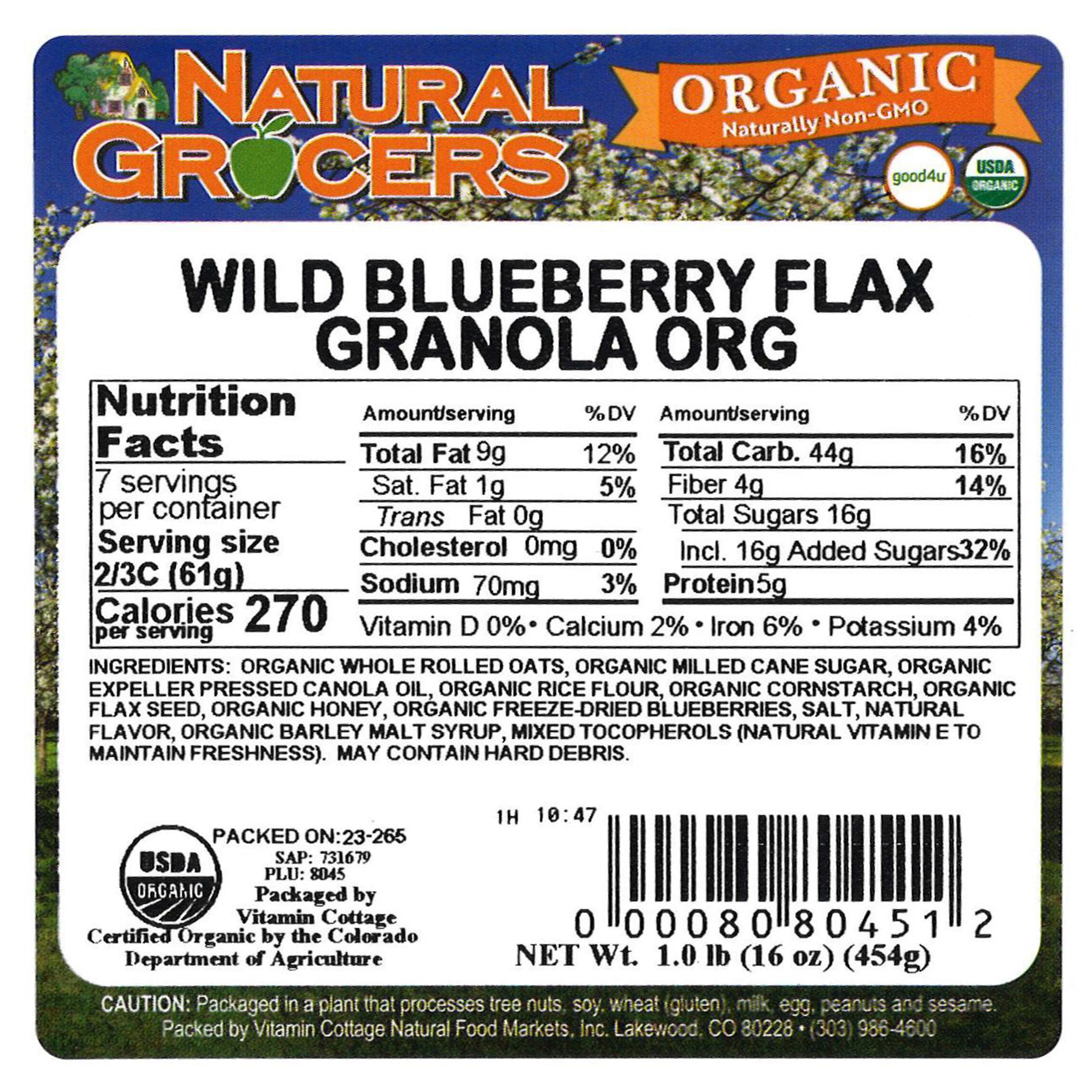 Granola Wild Blbry Flax Org 1 Lb