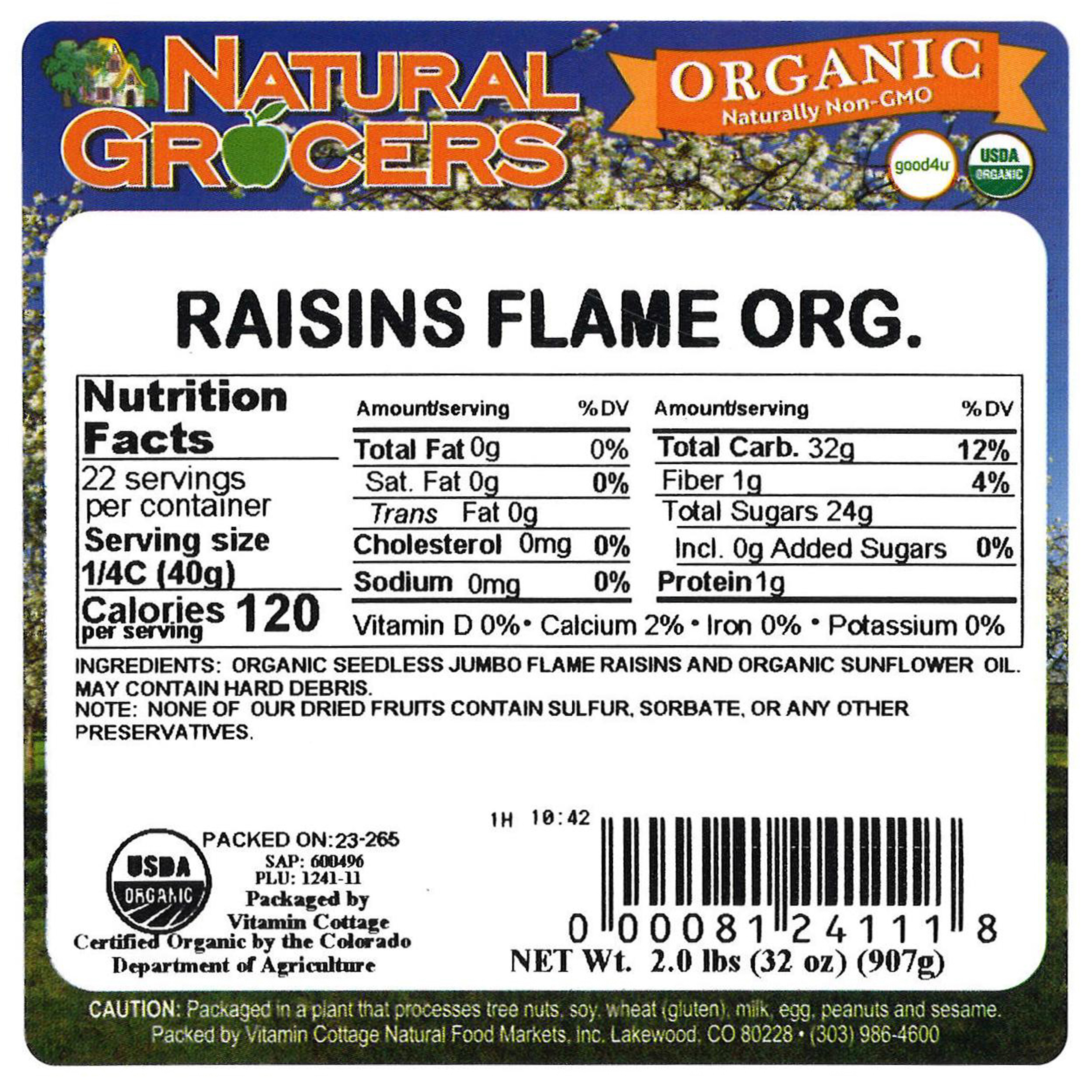 Raisins Flame Org 2 Lb
