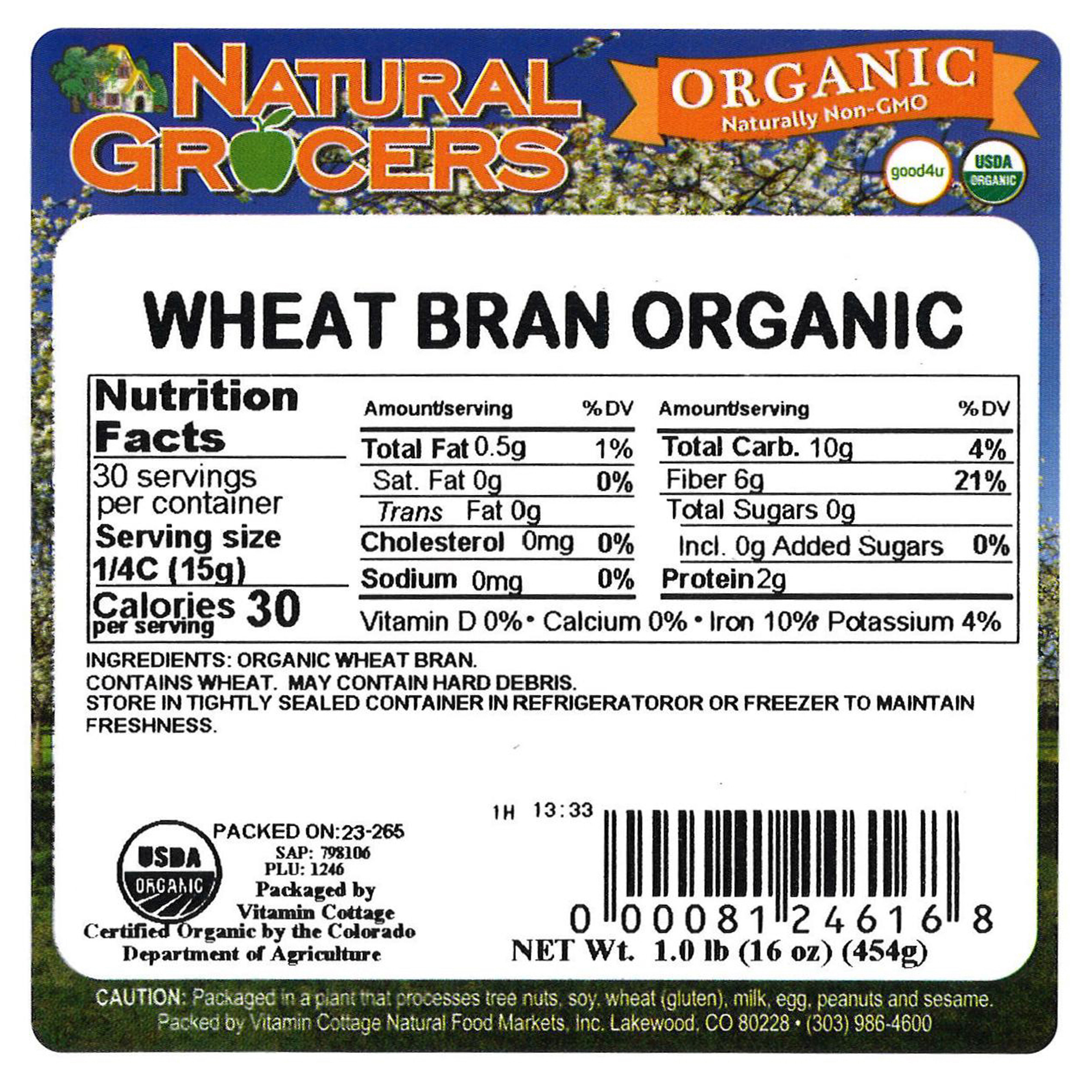 Bran Wheat Org 1 Lb