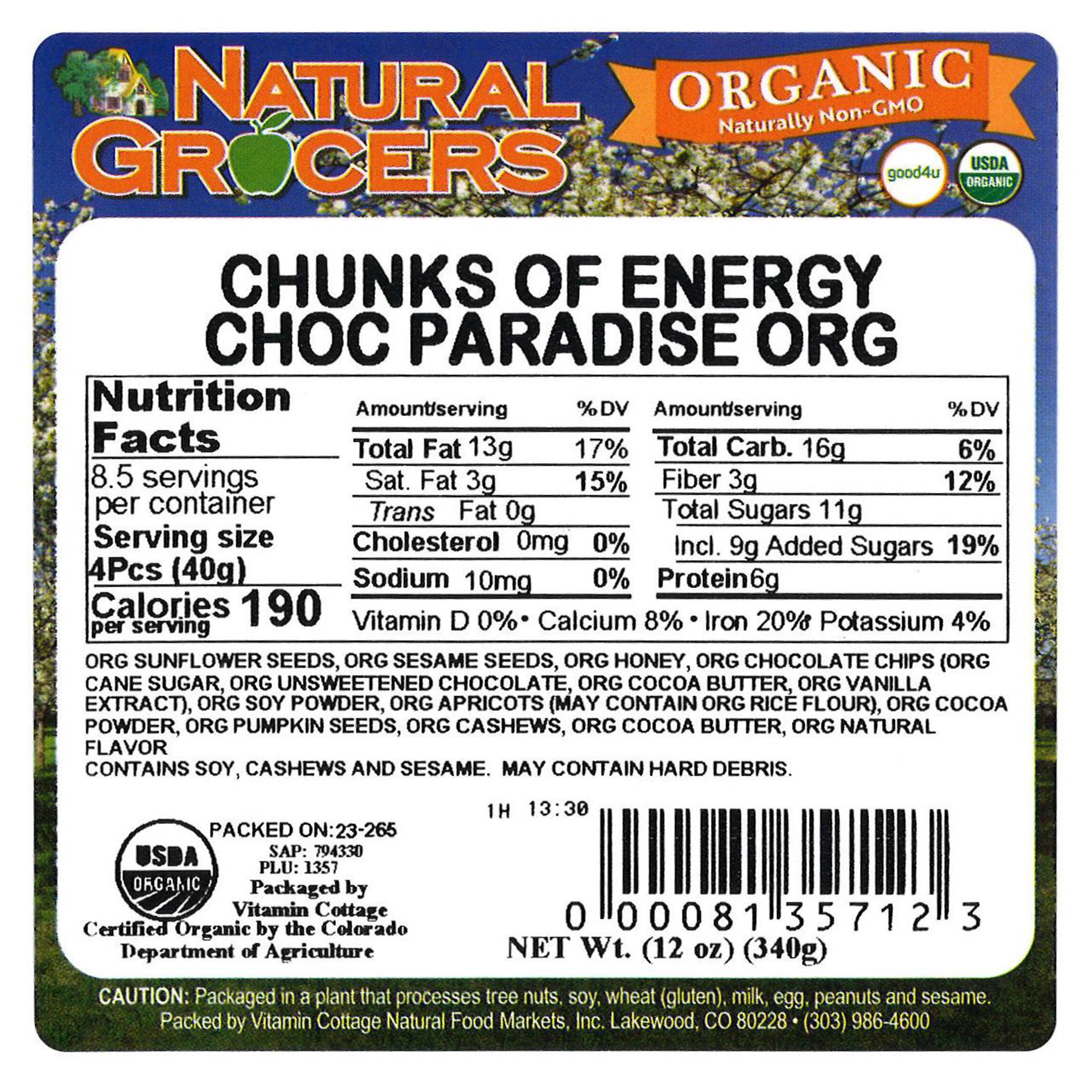Chnks Enrgy Chc Paradise Org 12 Oz