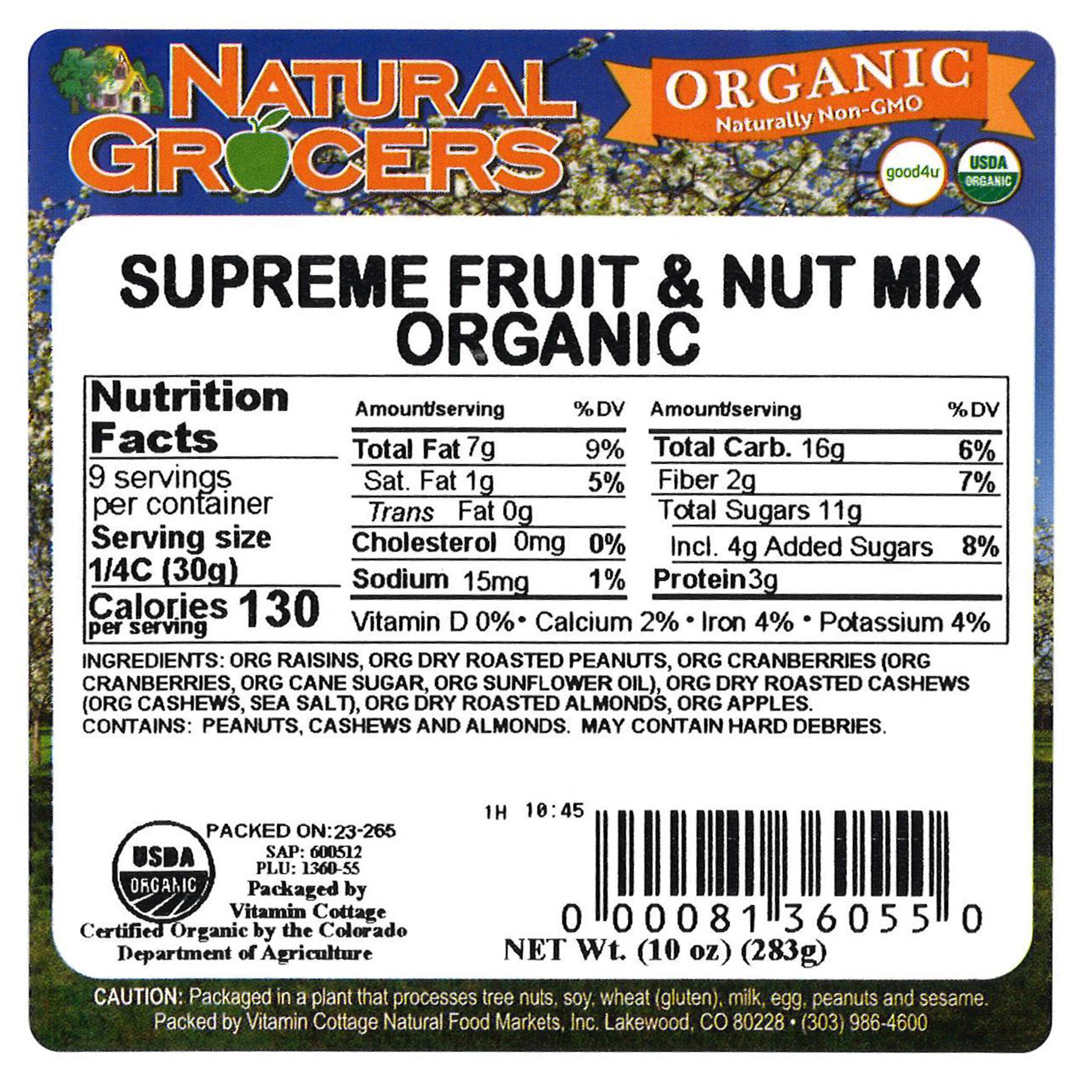 Mix Fruit-nut Supreme Org 10 Oz