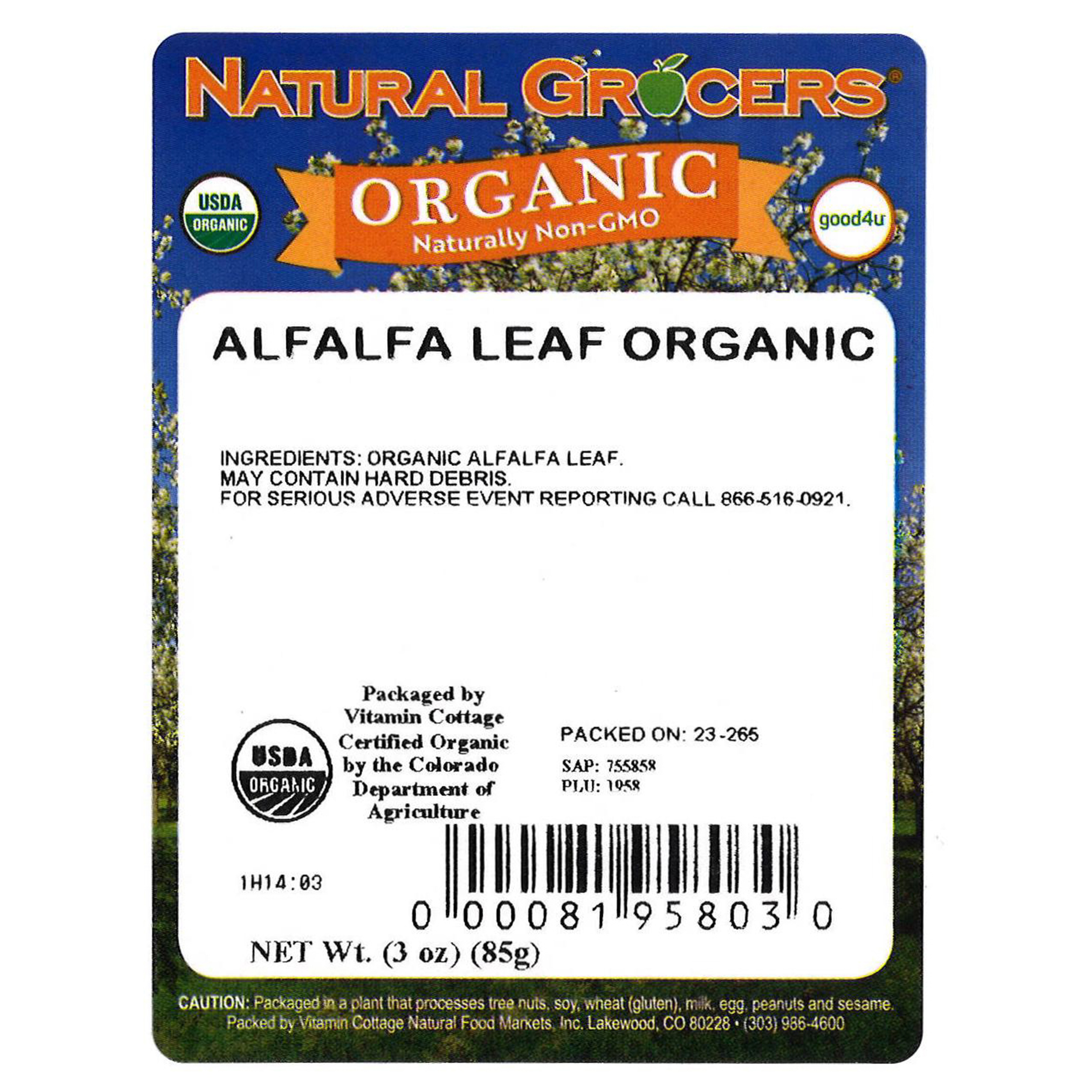 Alfalfa Leaf C/s Org 3 Oz