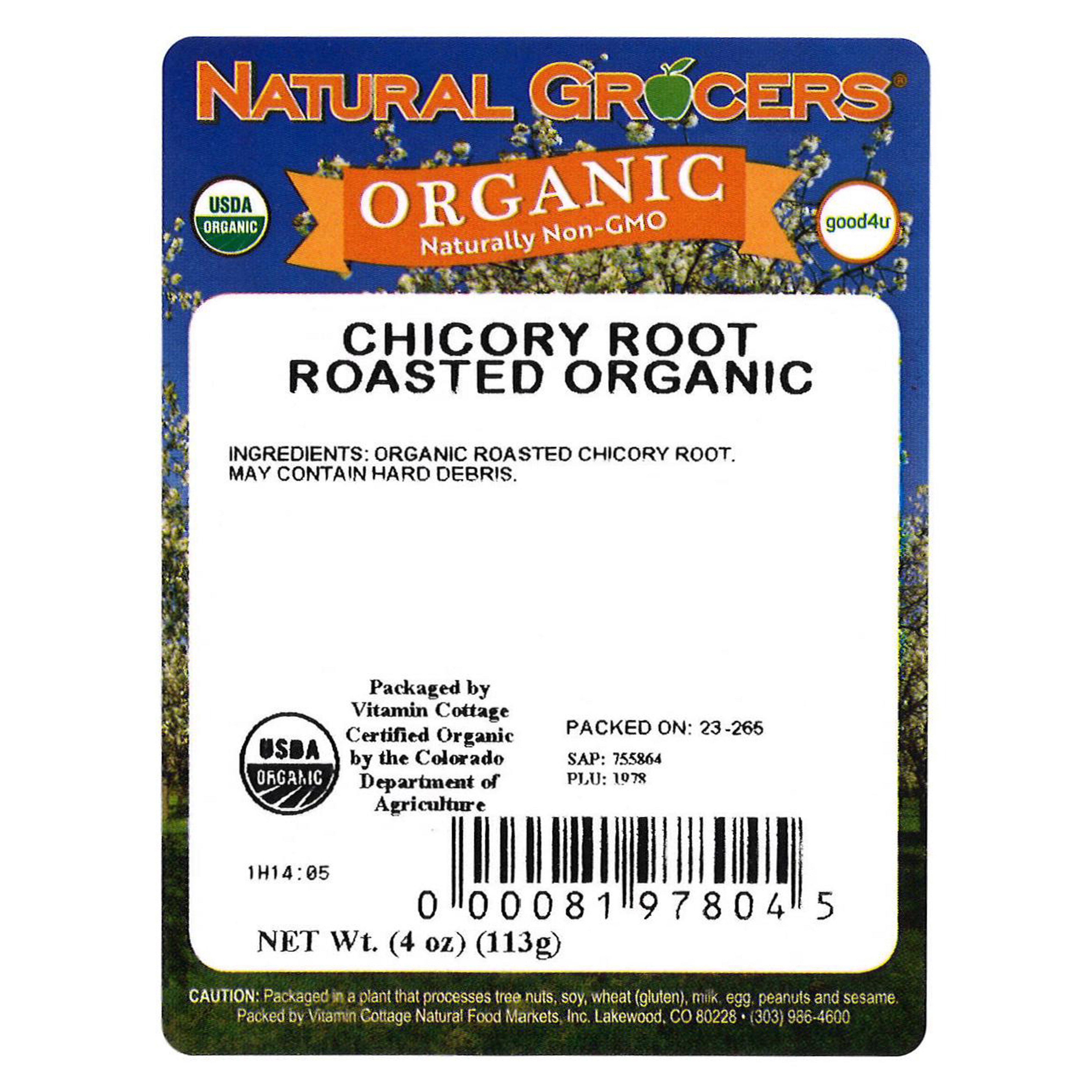 Chicory Root Roasted Gran Org 4 Oz