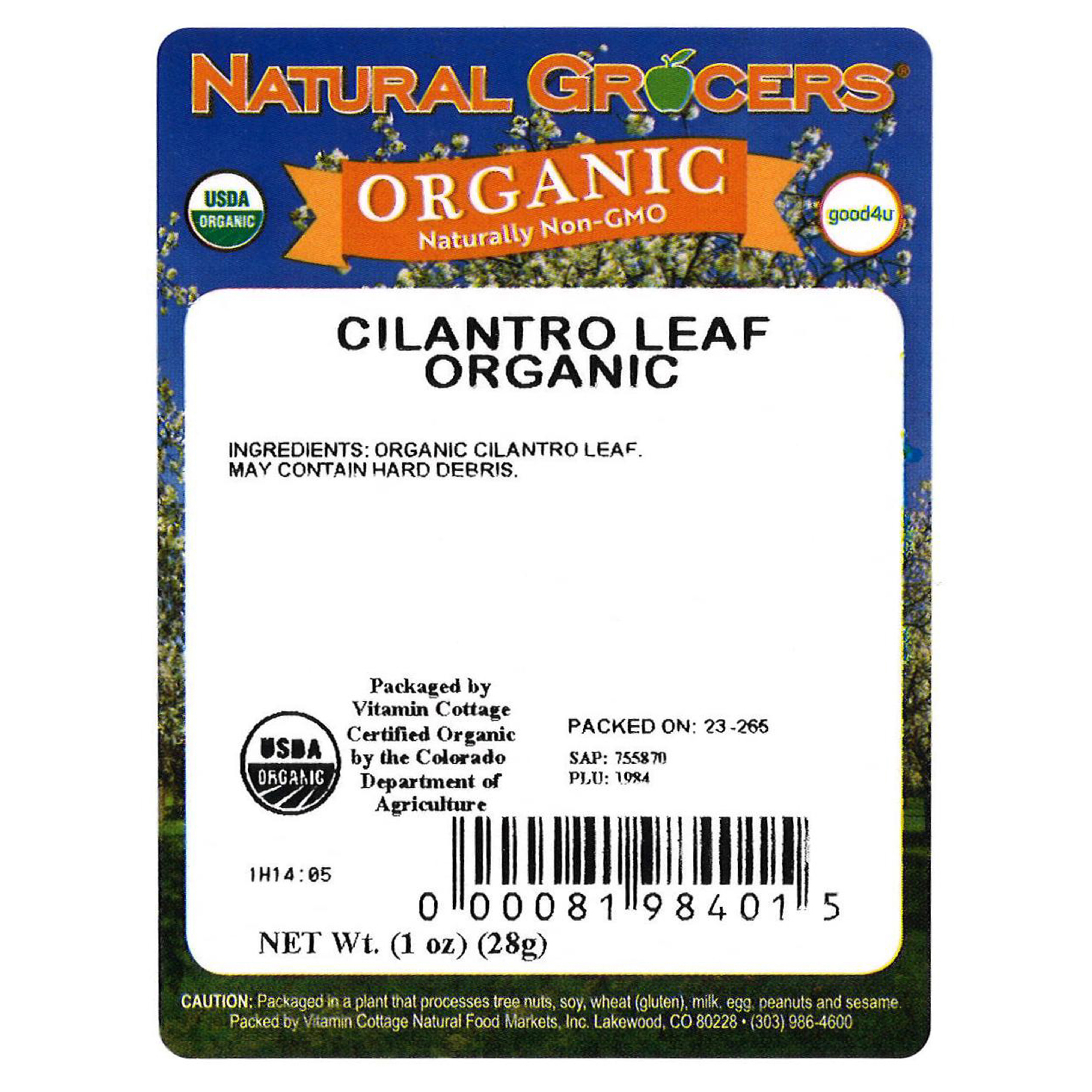 Cilantro Leaf C/s Org 1 Oz