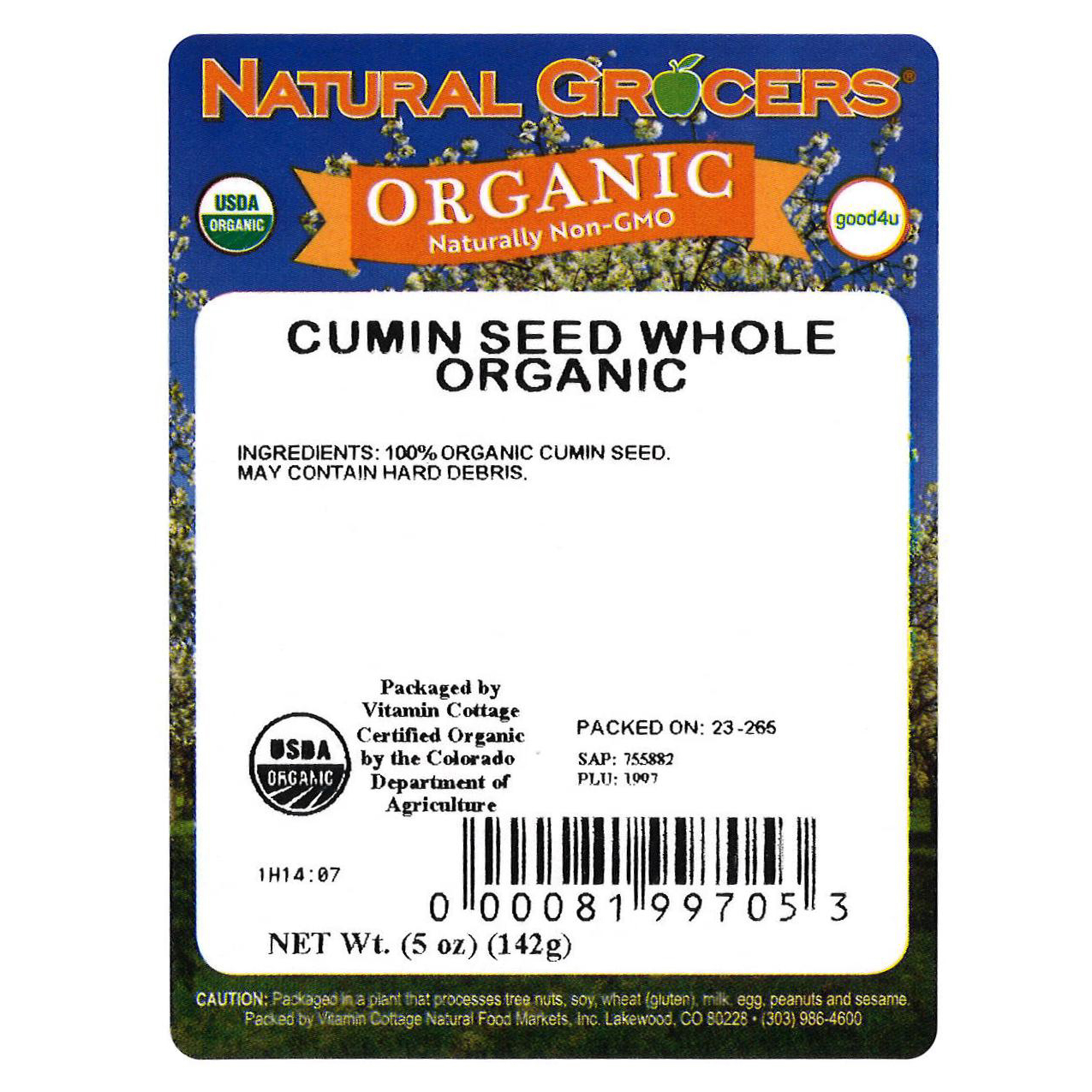 Cumin Seed Whole Org 5 Oz