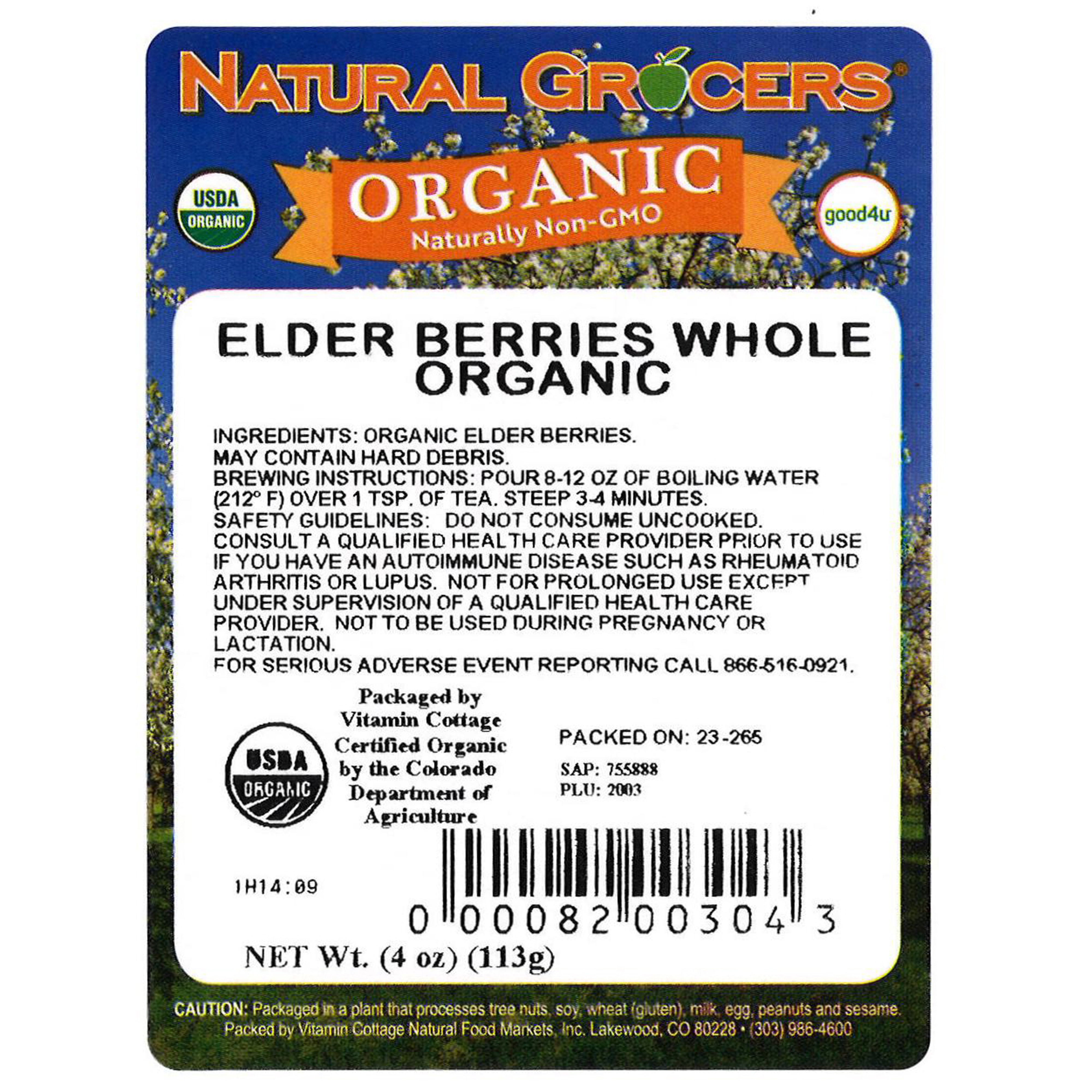 Elderberries Whole Org 4 Oz