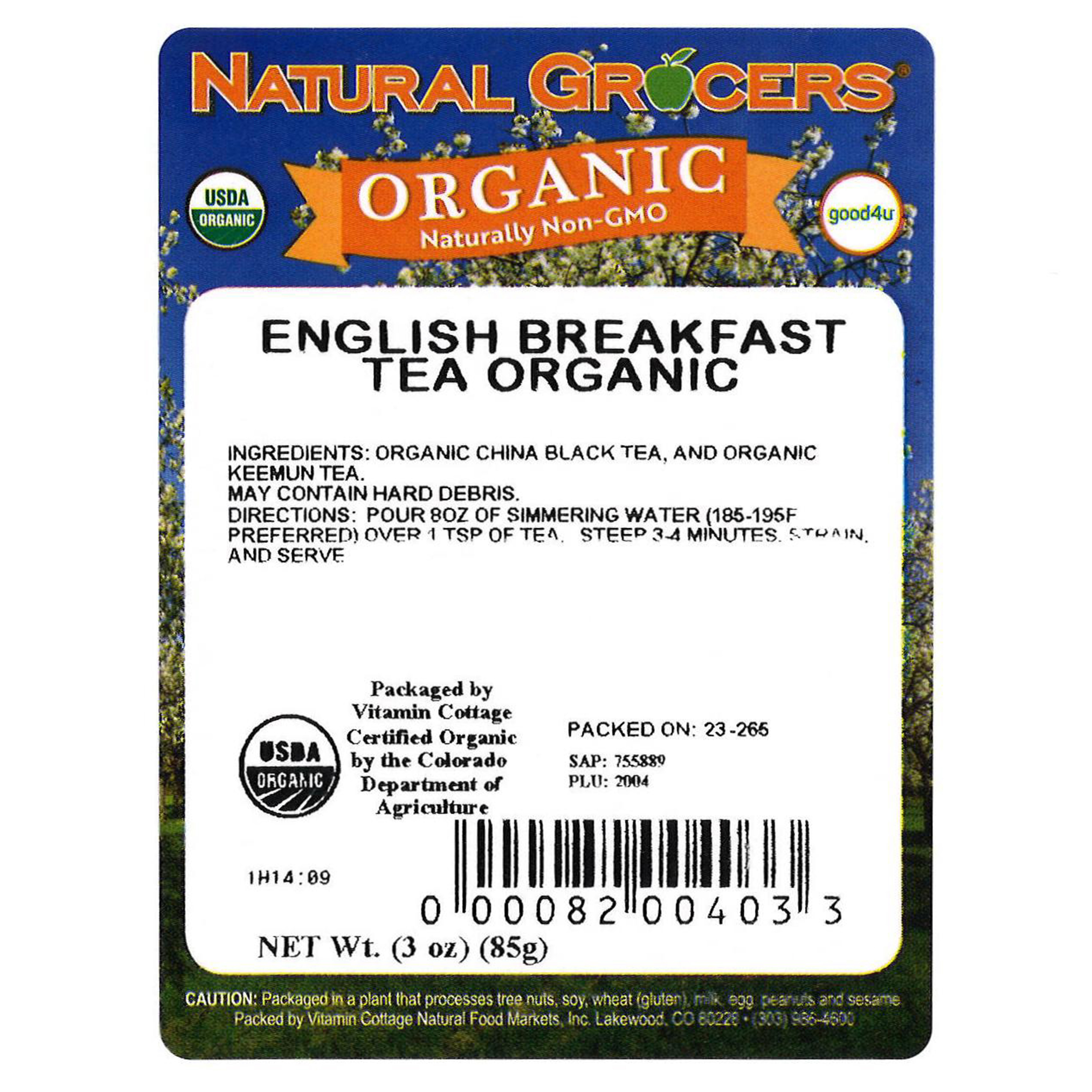 Tea English Breakfast Org 3 Oz