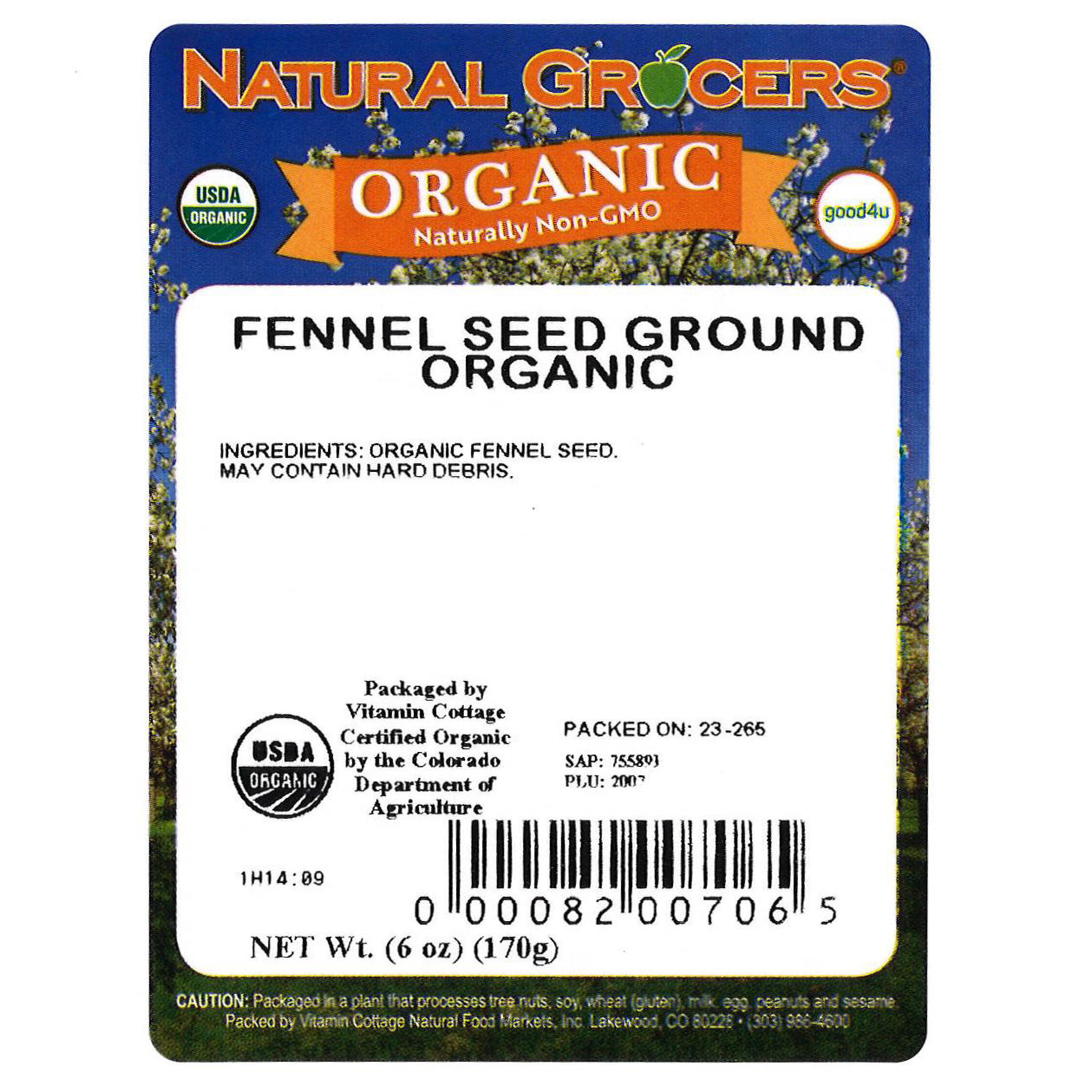 Fennel Seed Ground Org 6 Oz