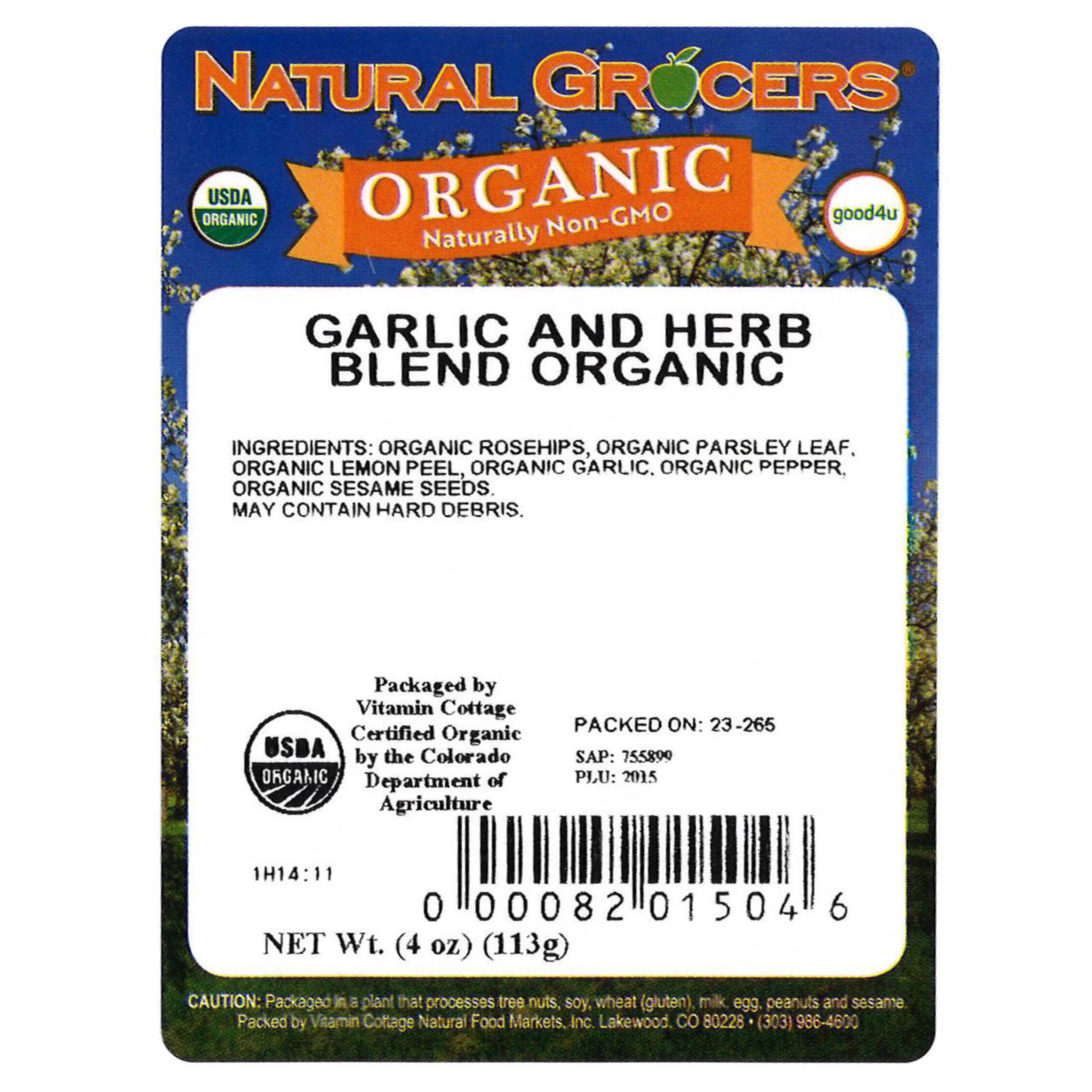 Garlic N Herb Blend  Org 4 Oz