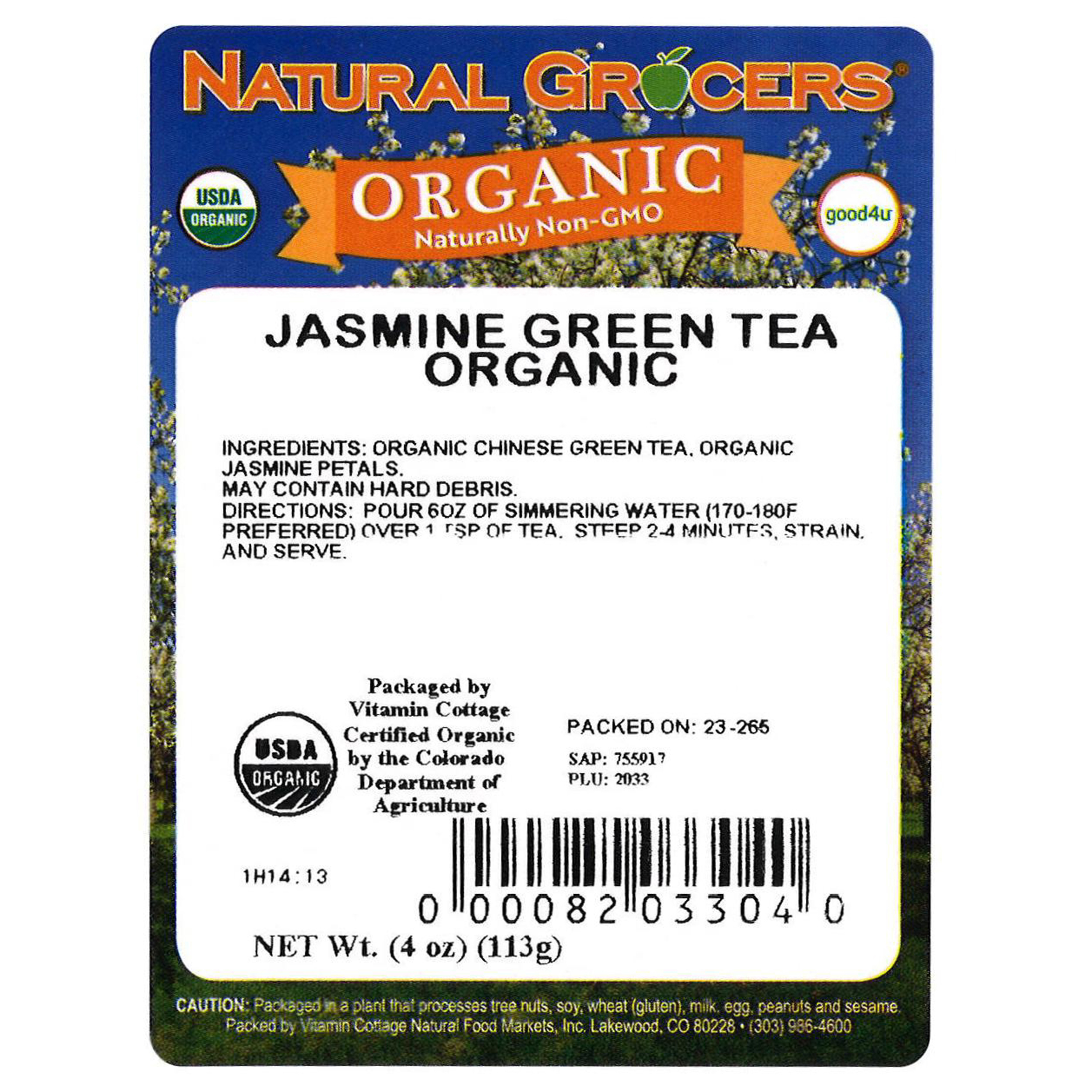 Tea Jasmine Green Org 4 Oz