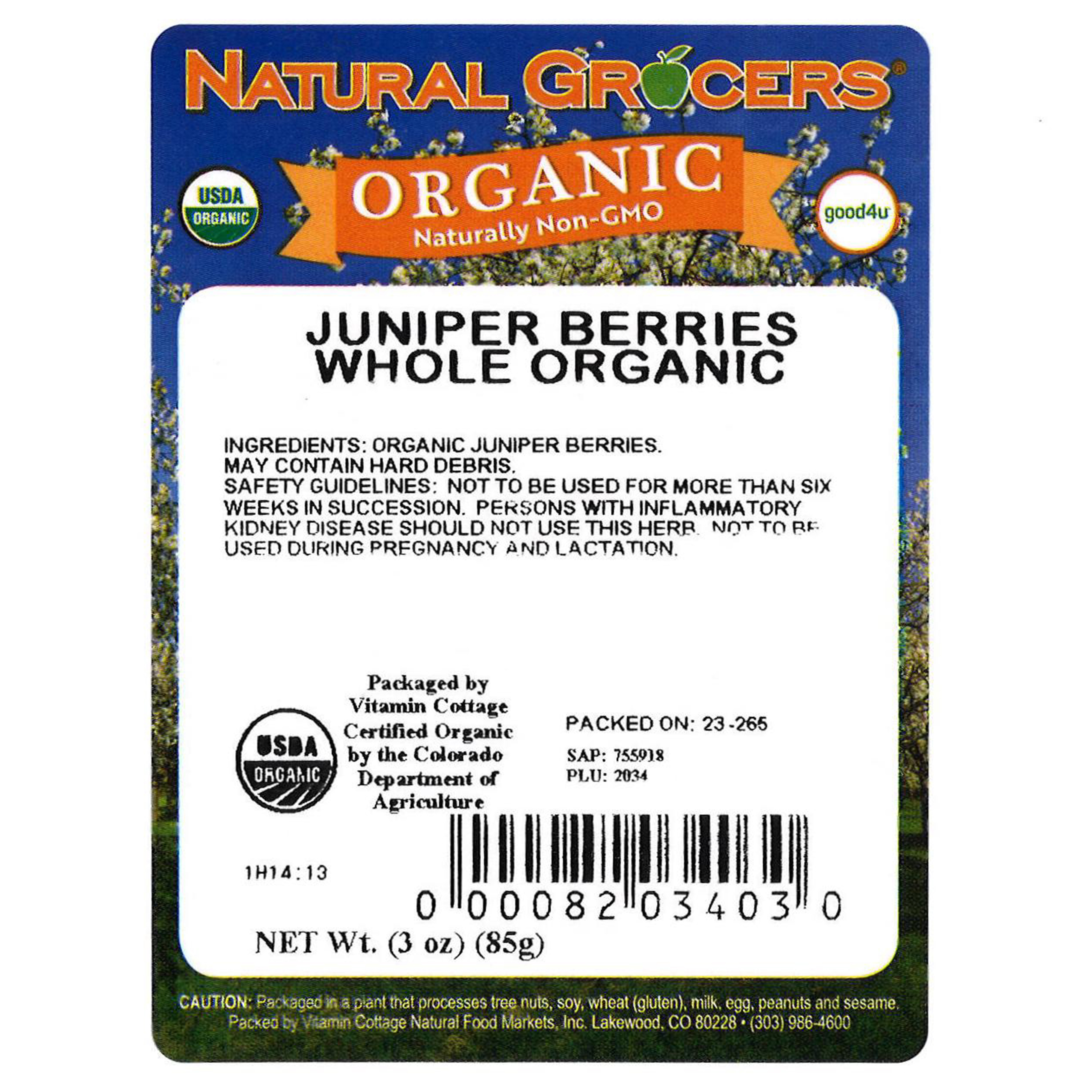 Juniper Berries Whole Org 3 Oz