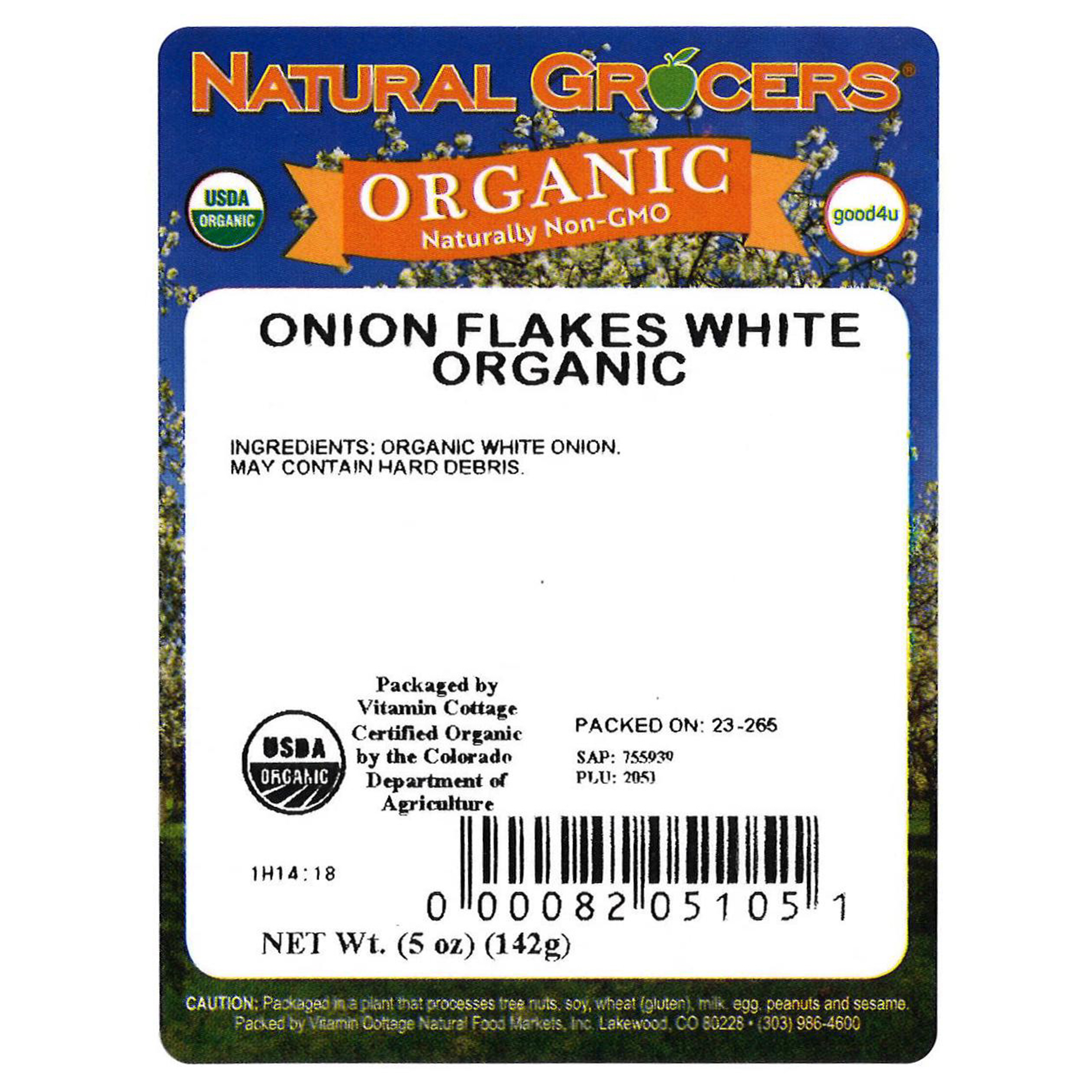 Onion Flakes White Org 5 Oz