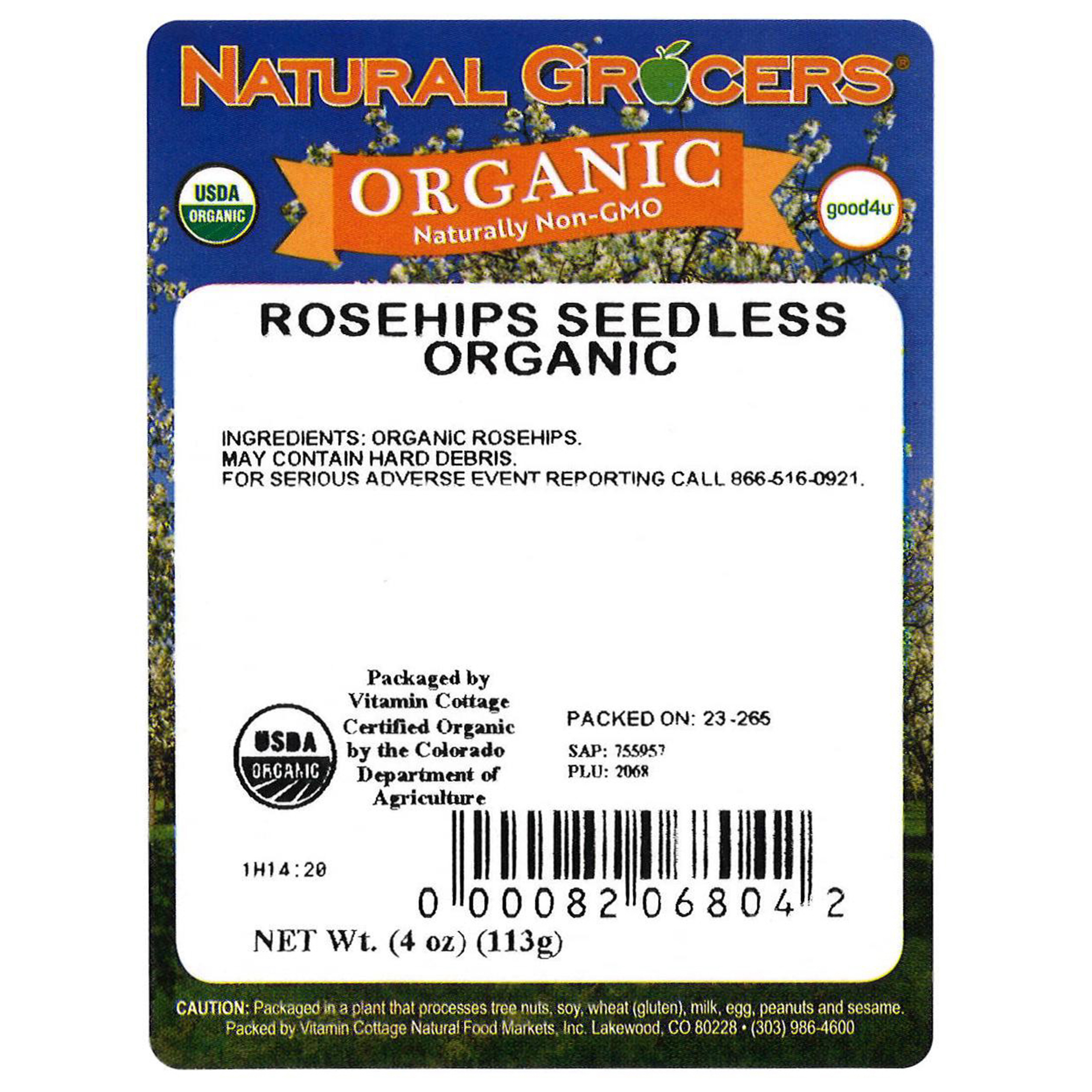 Rosehips Seedless C/s Org 4 Oz