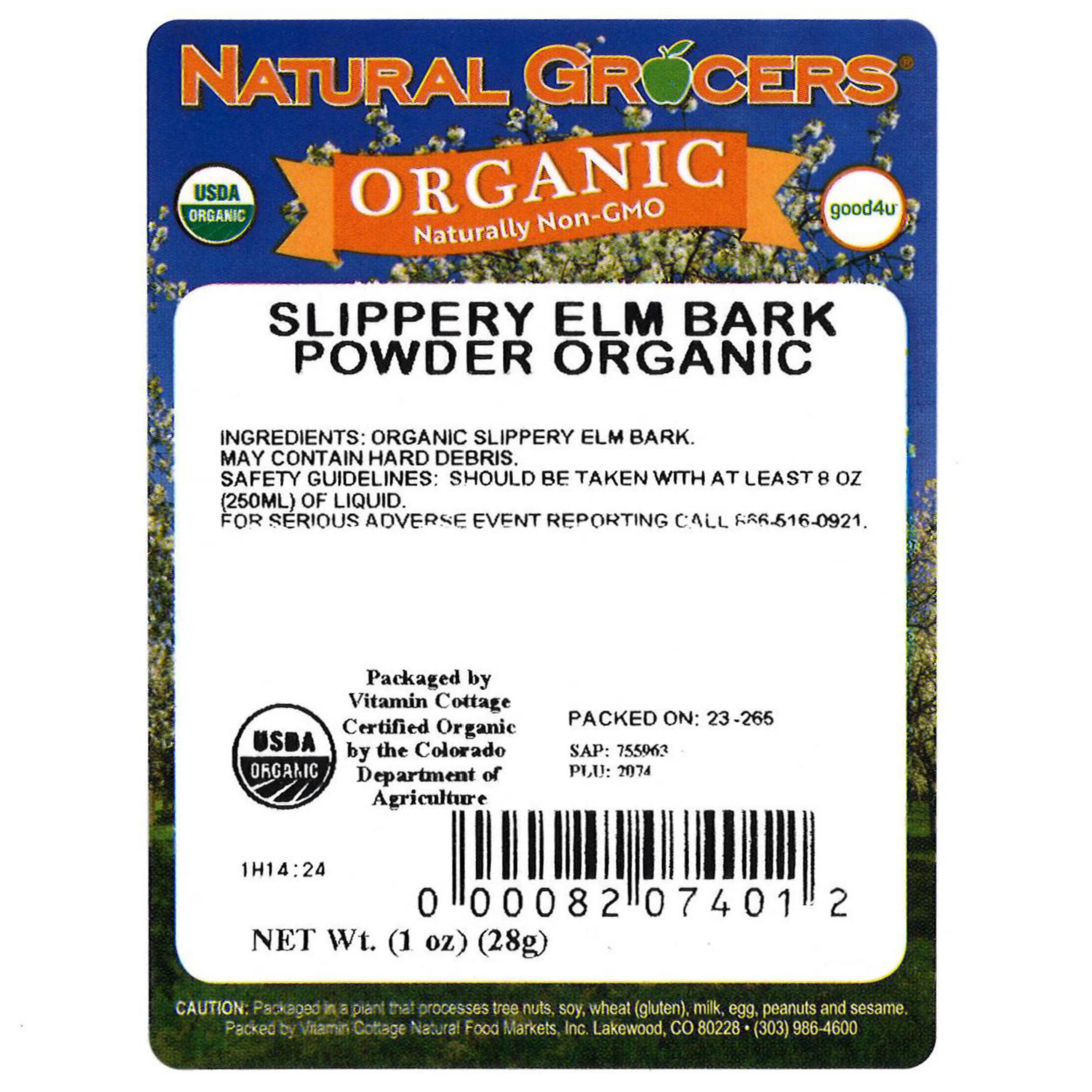 Slippery Elm In Bark Pwd Org 1 Oz