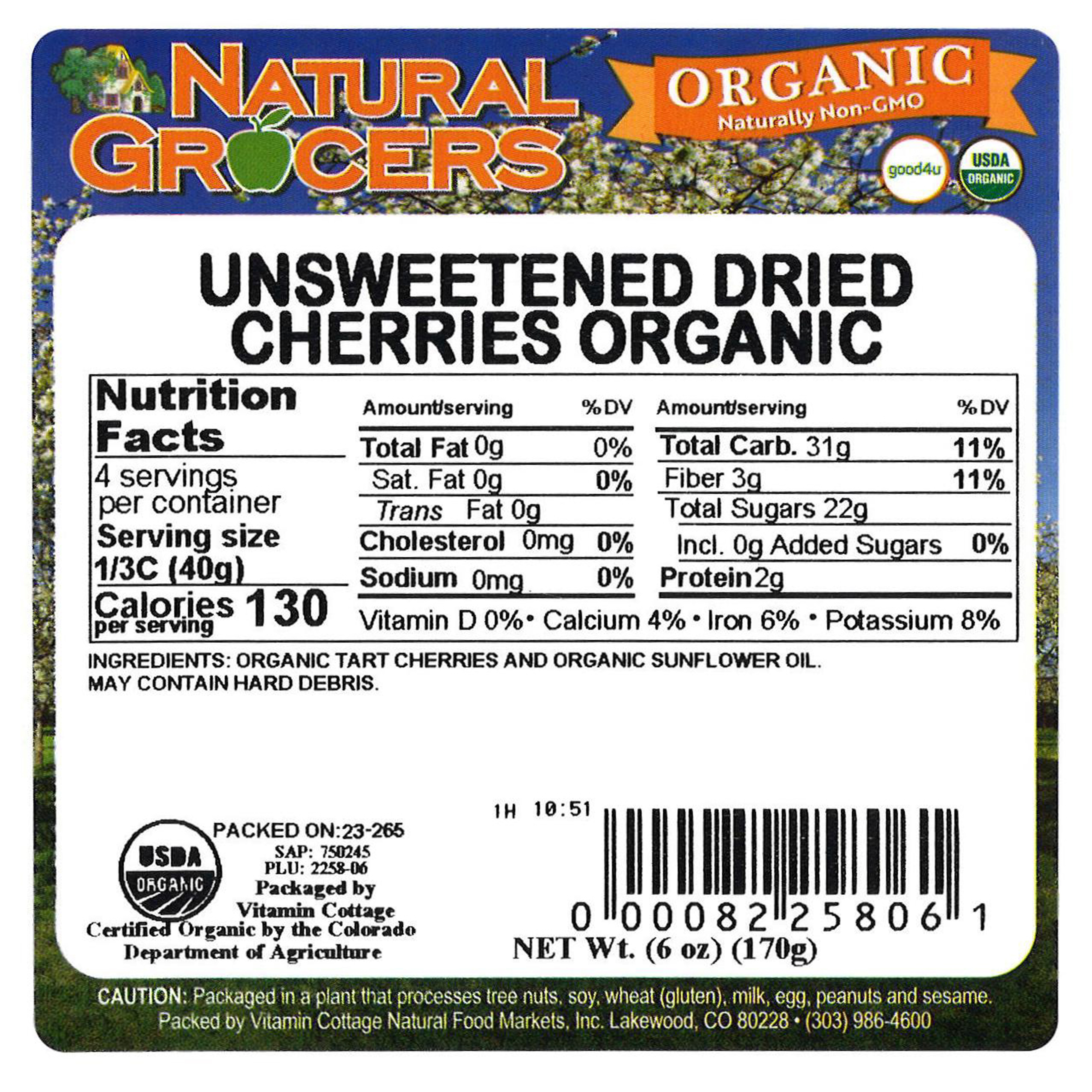 Cherries Red Unsweet Org 6 Oz