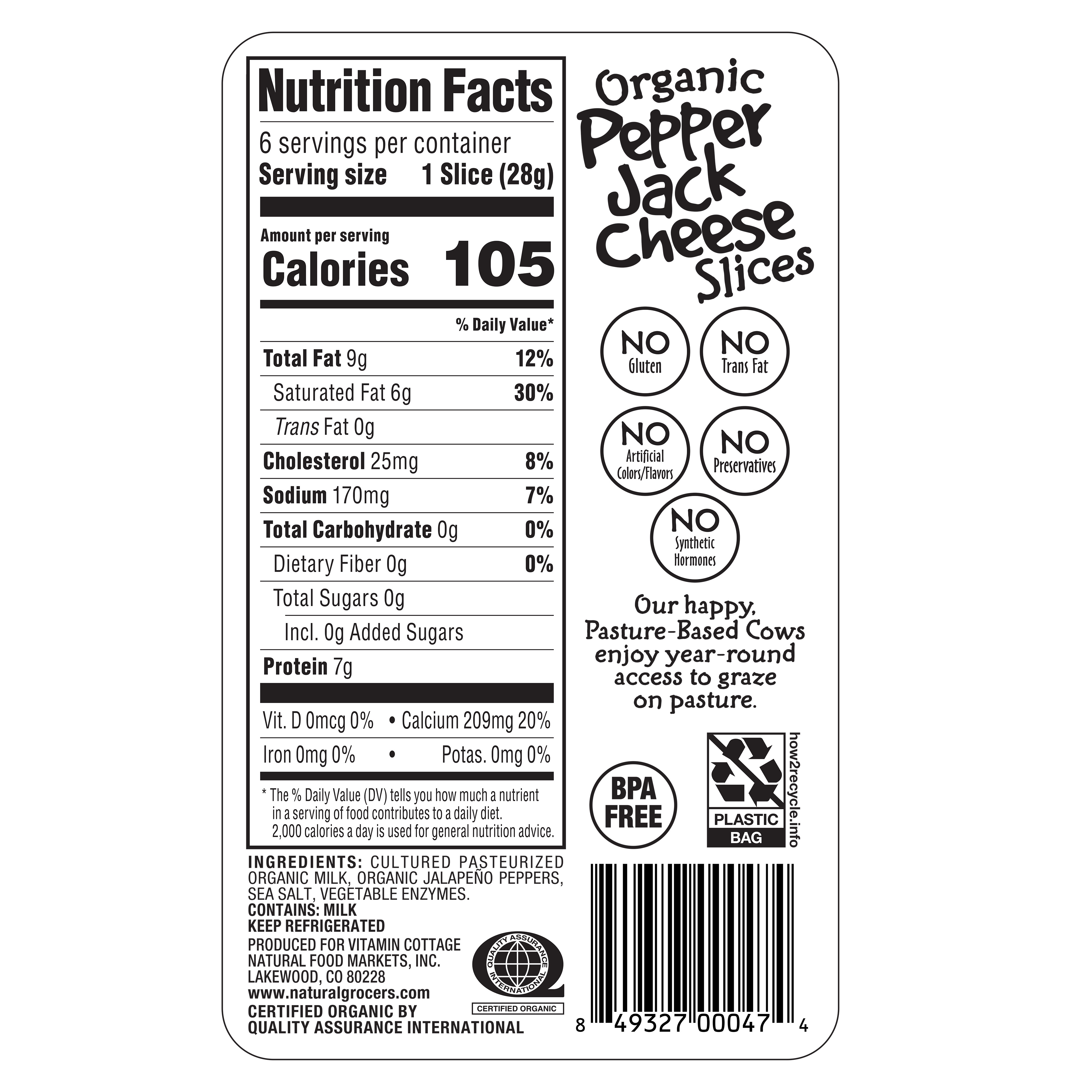 Org Cheese Pepjack Slice 6 Oz