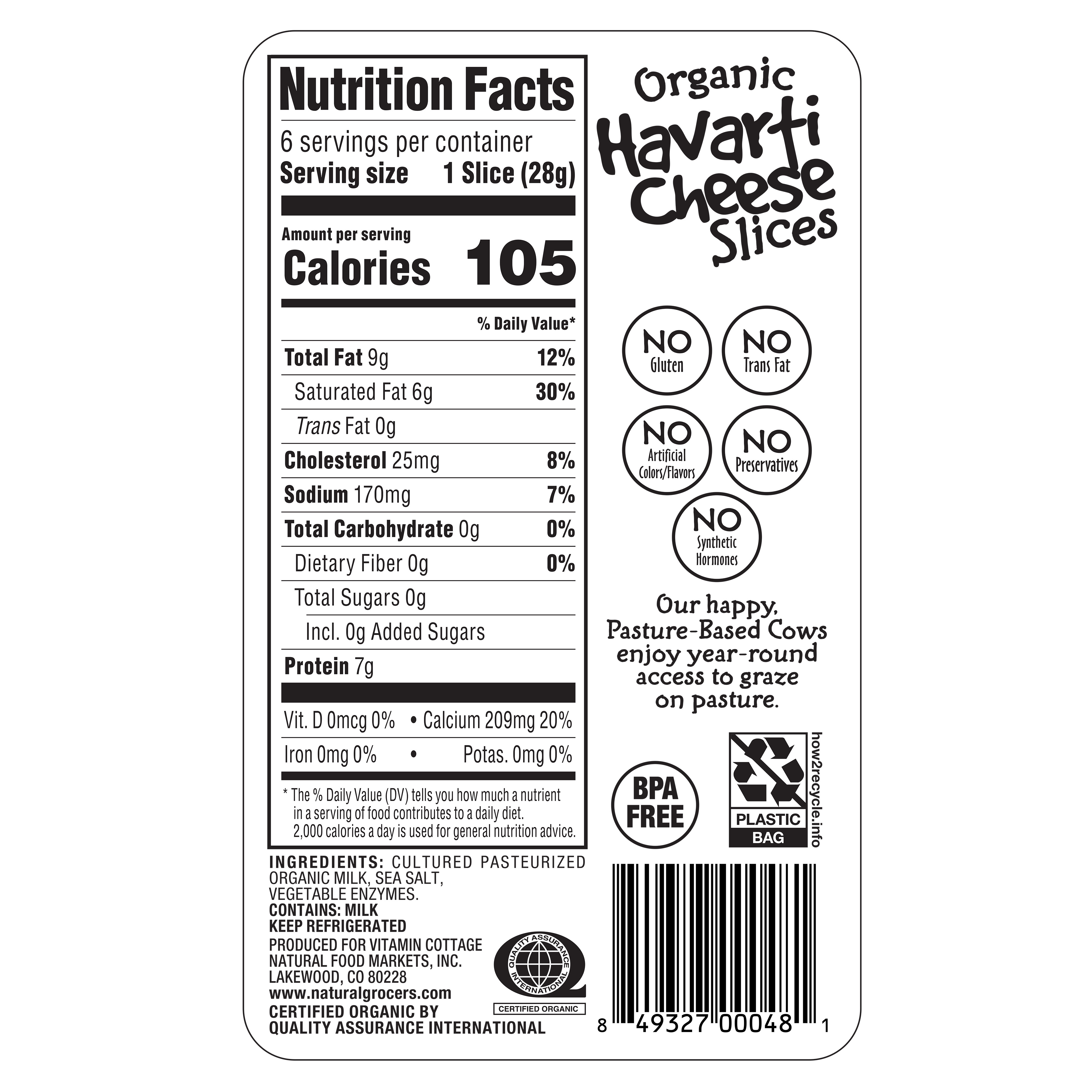 Org Cheese Havarti Slice 6 Oz