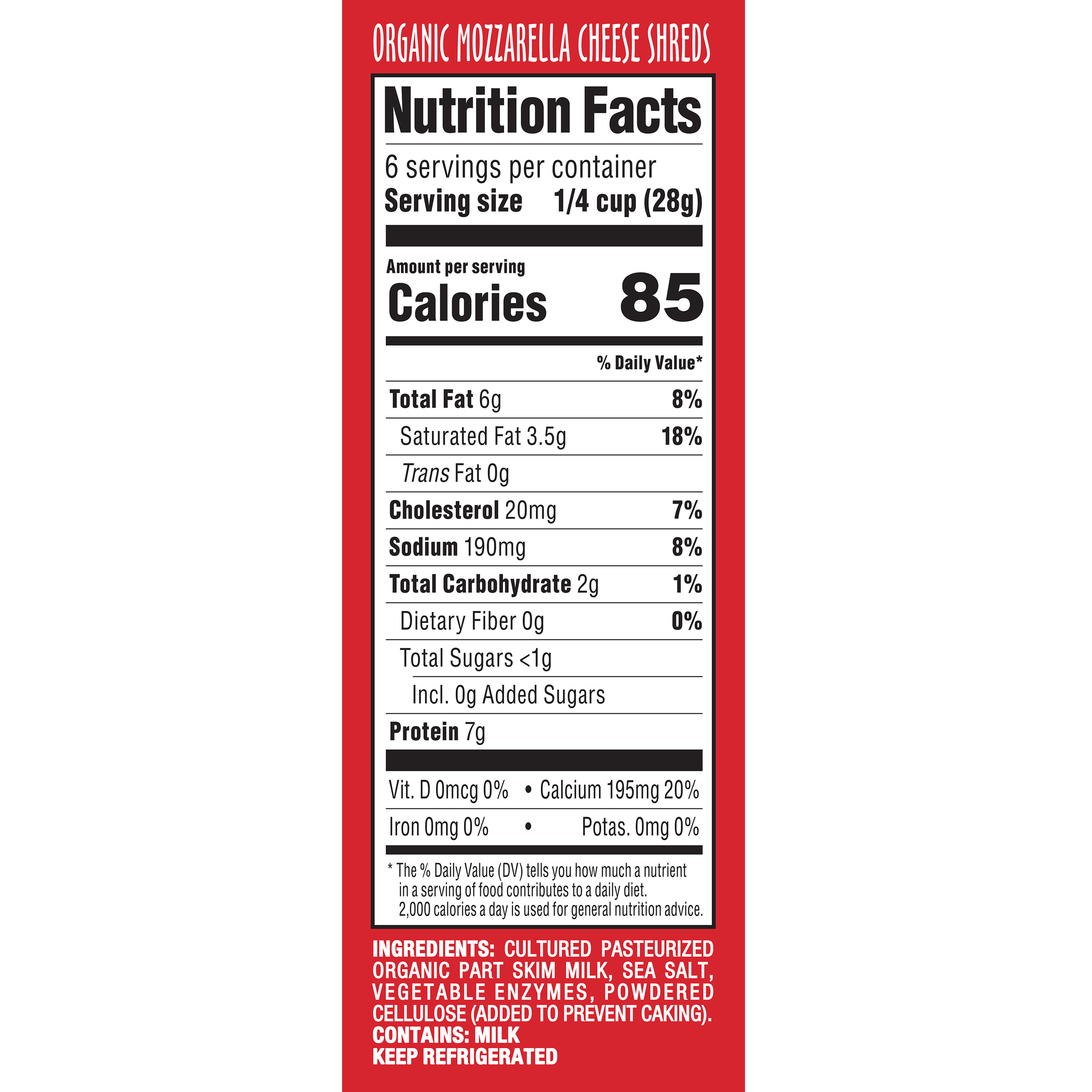 Org Cheese Mozz Shred 6 Oz