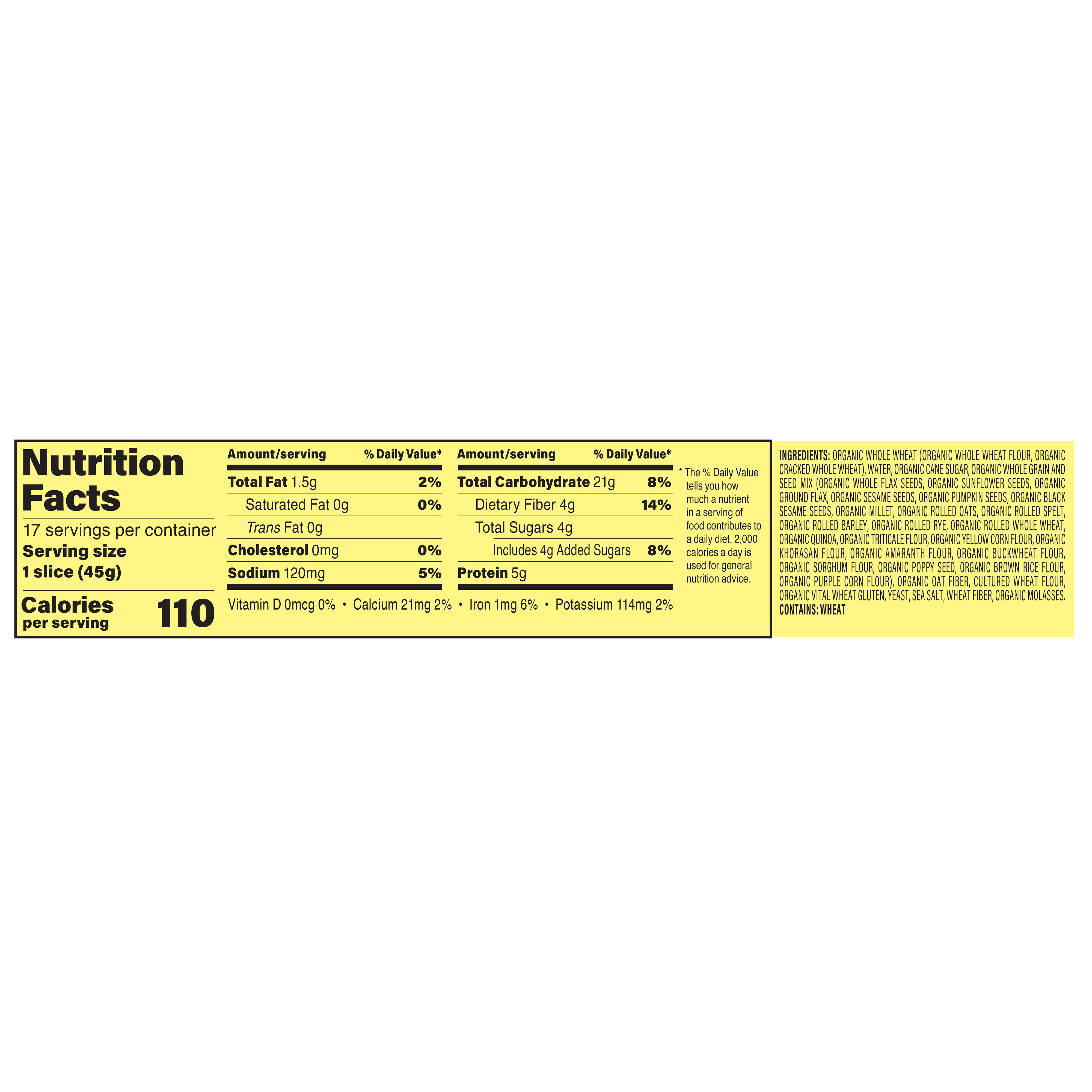 Org 21 Grains Seeds Bread 27 Oz