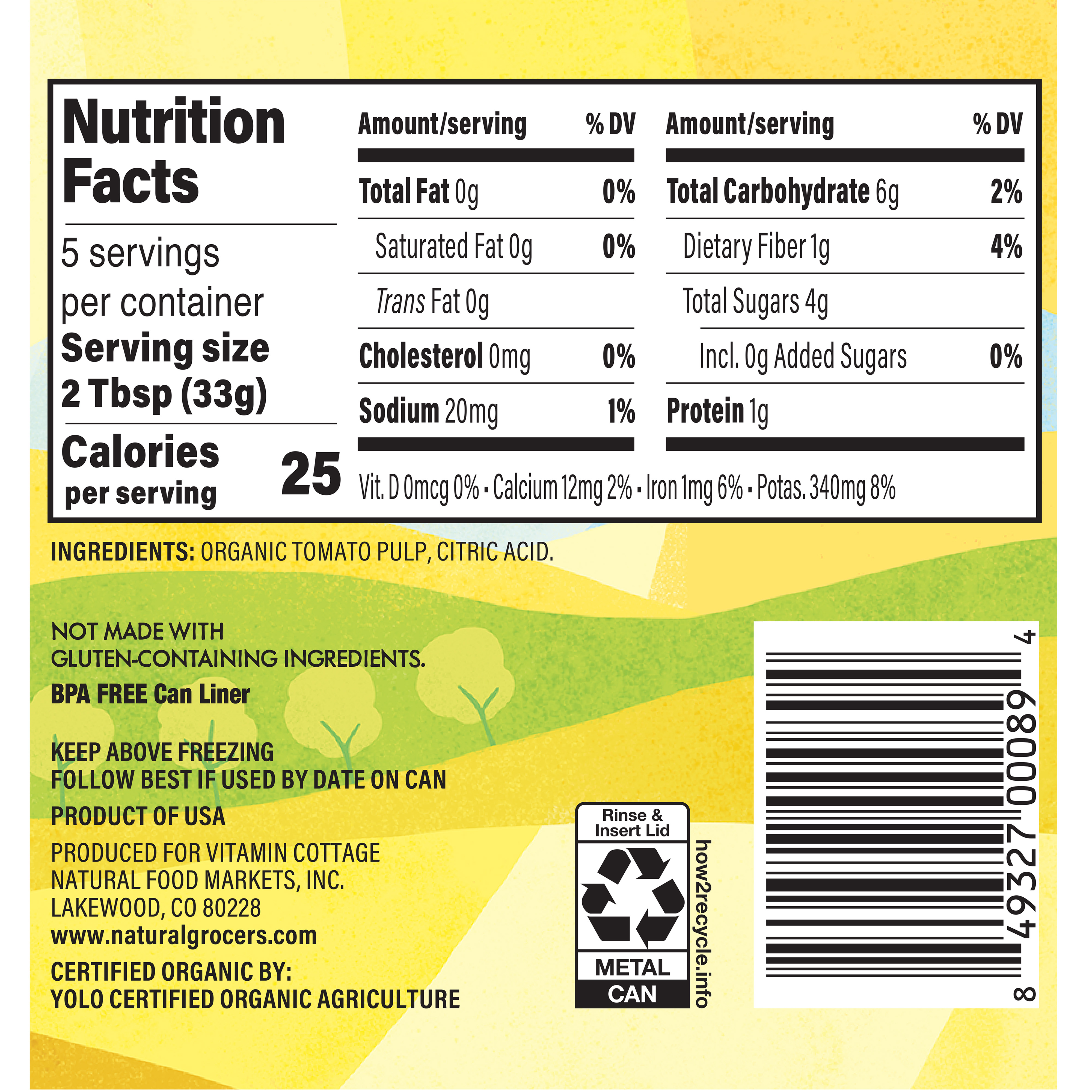 Org Tomato Paste 6 Oz