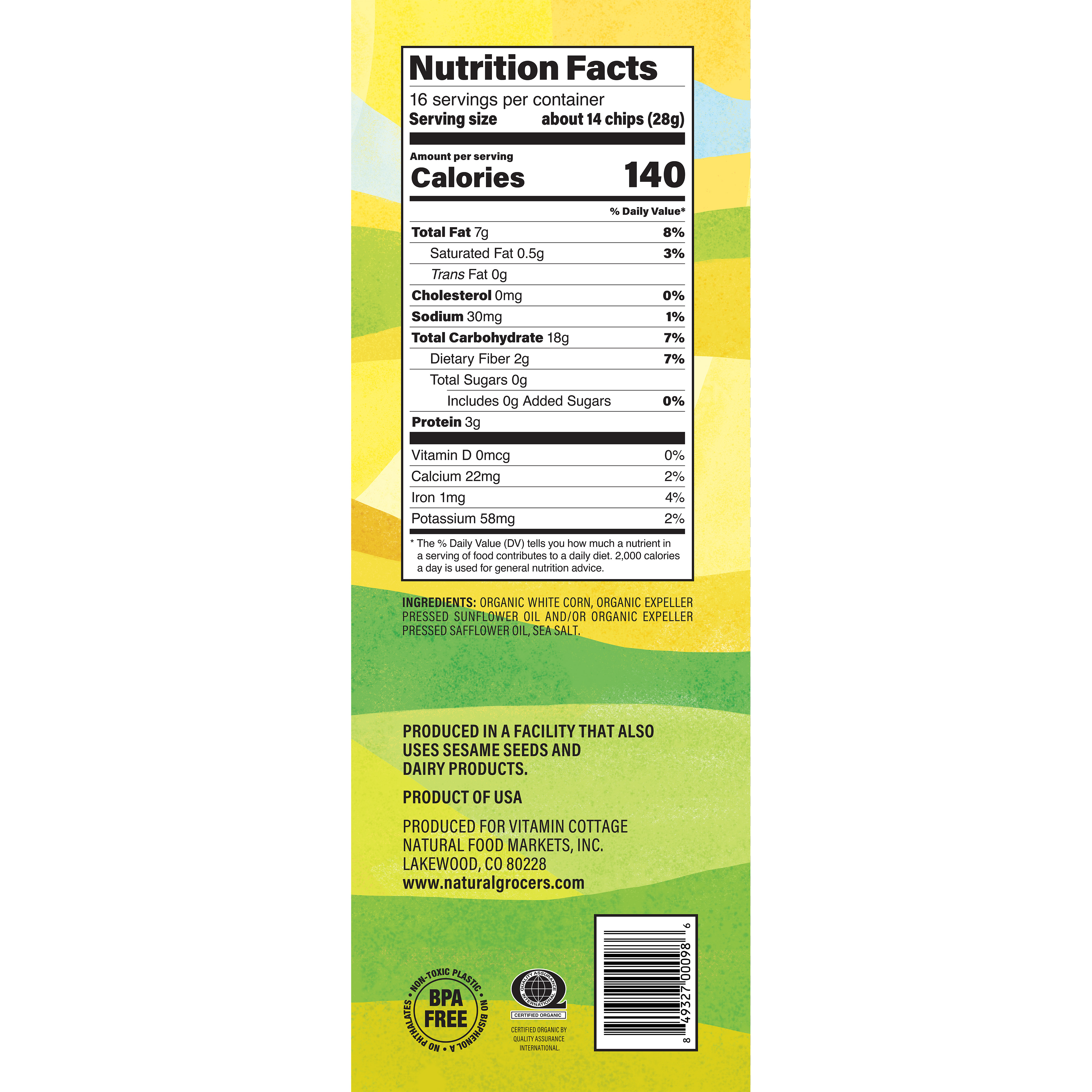 Tortilla Chip White Org 16 Oz