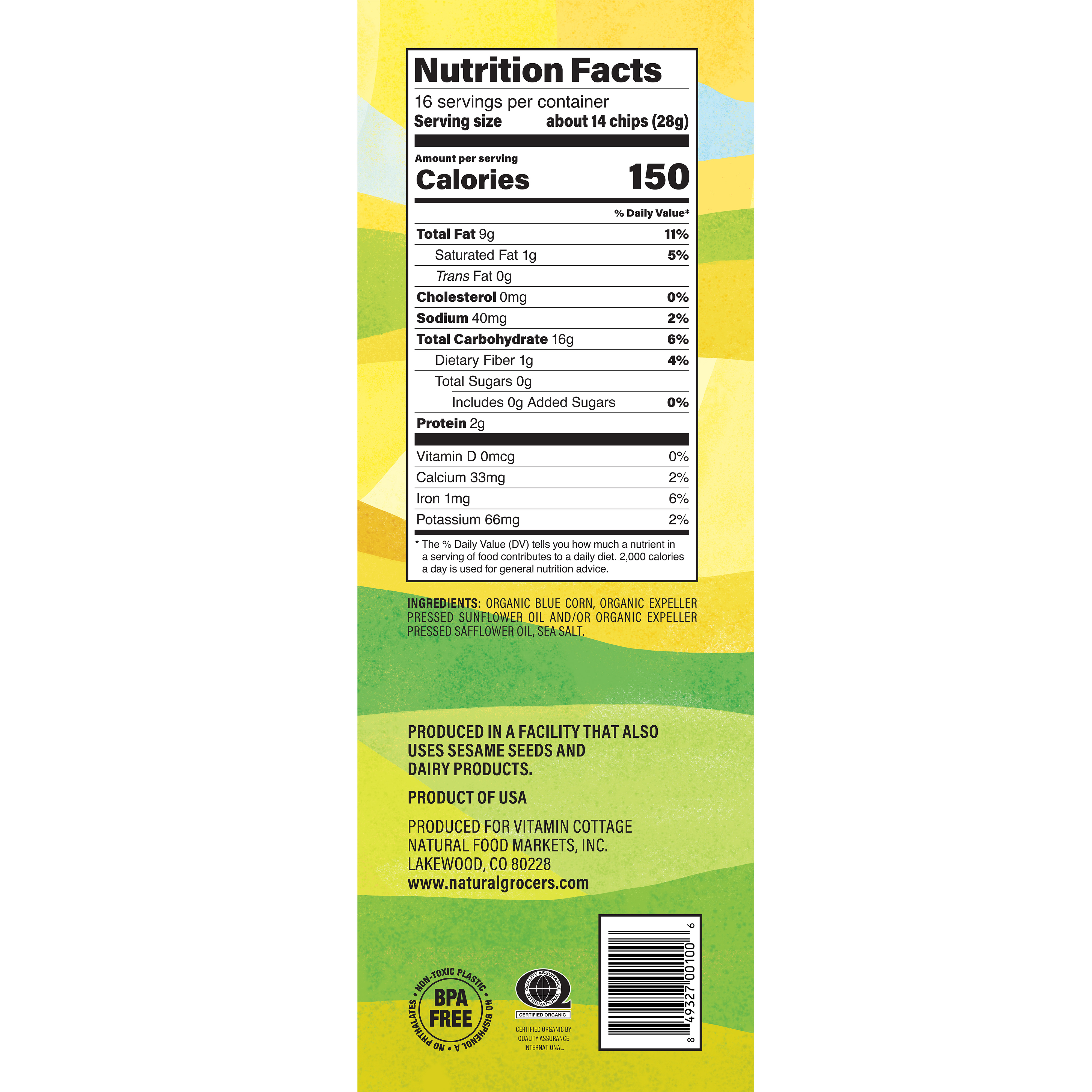 Tortilla Chips Blue Org 16 Oz